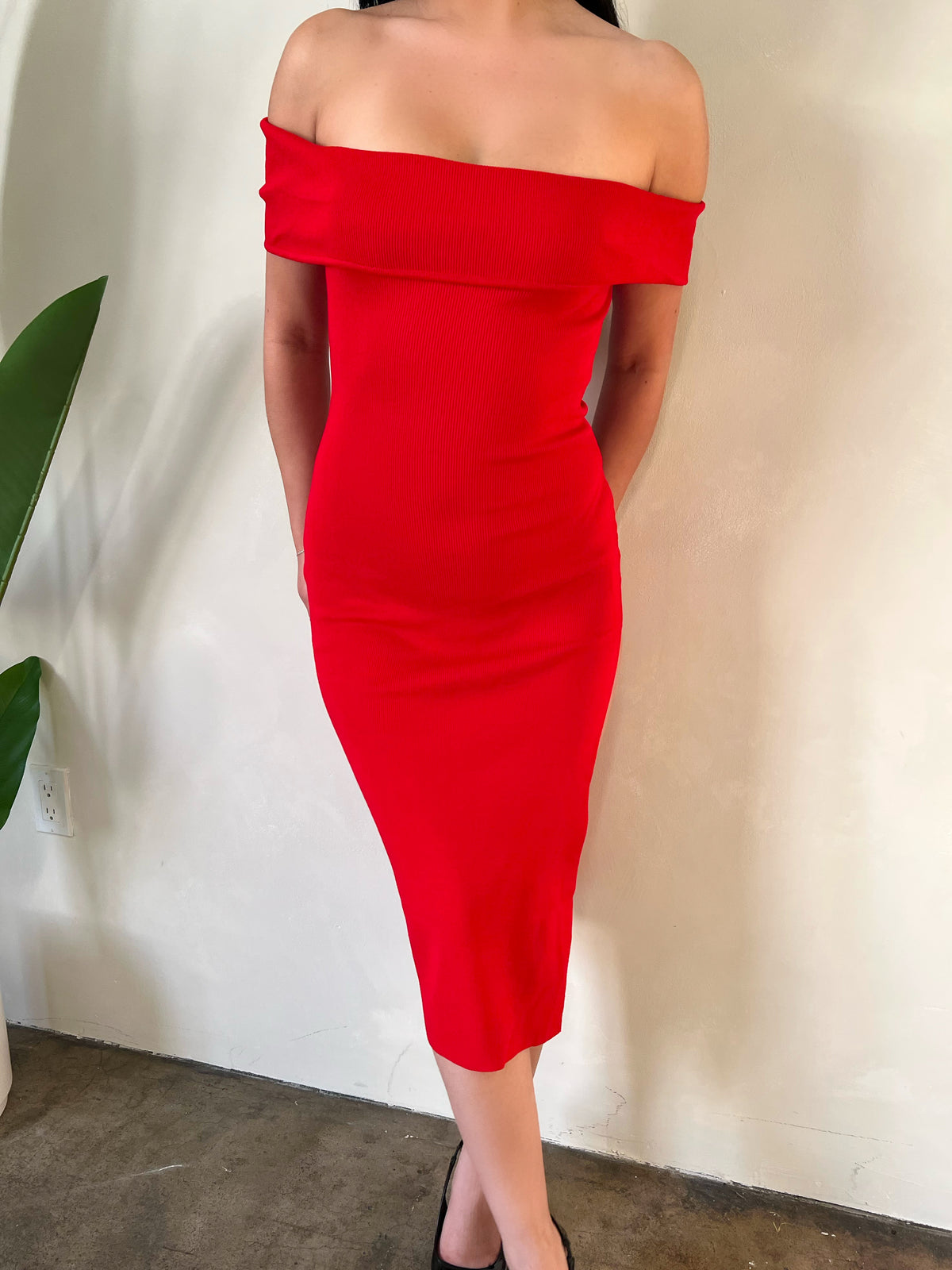 Faith Off The Shoulder Dress (Red)