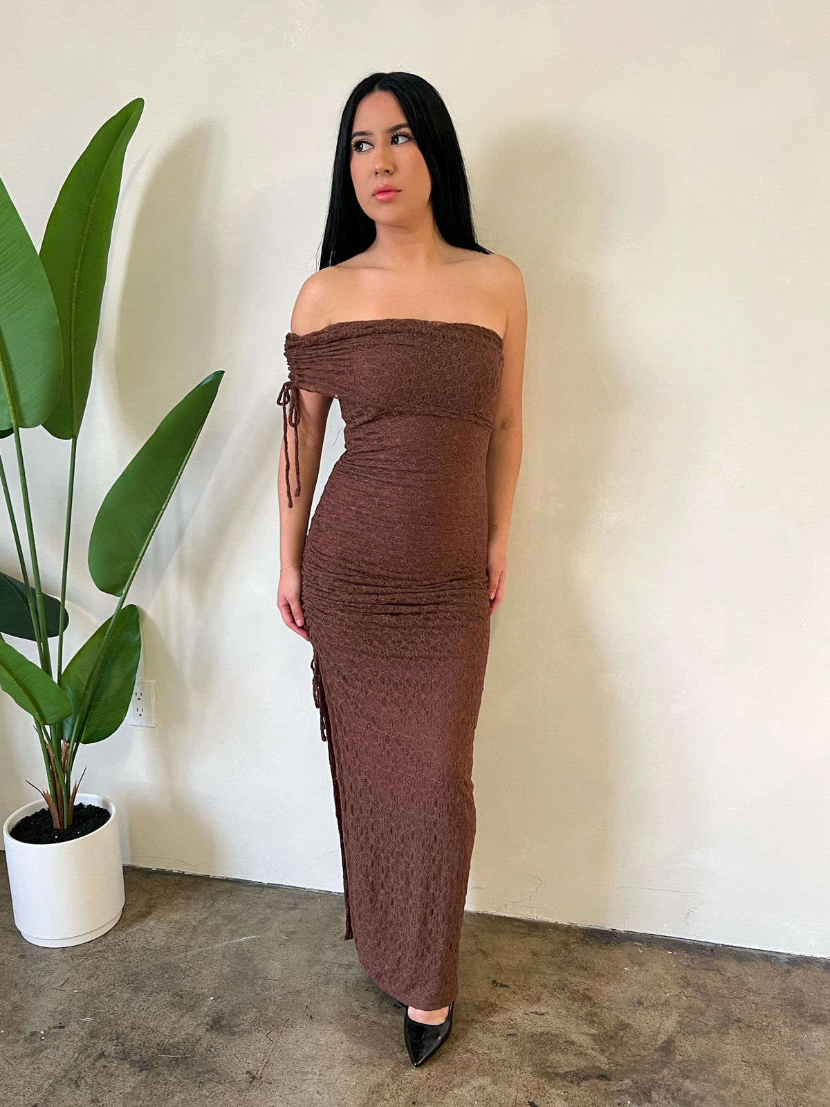 Alexa Maxi Dress (Brown)