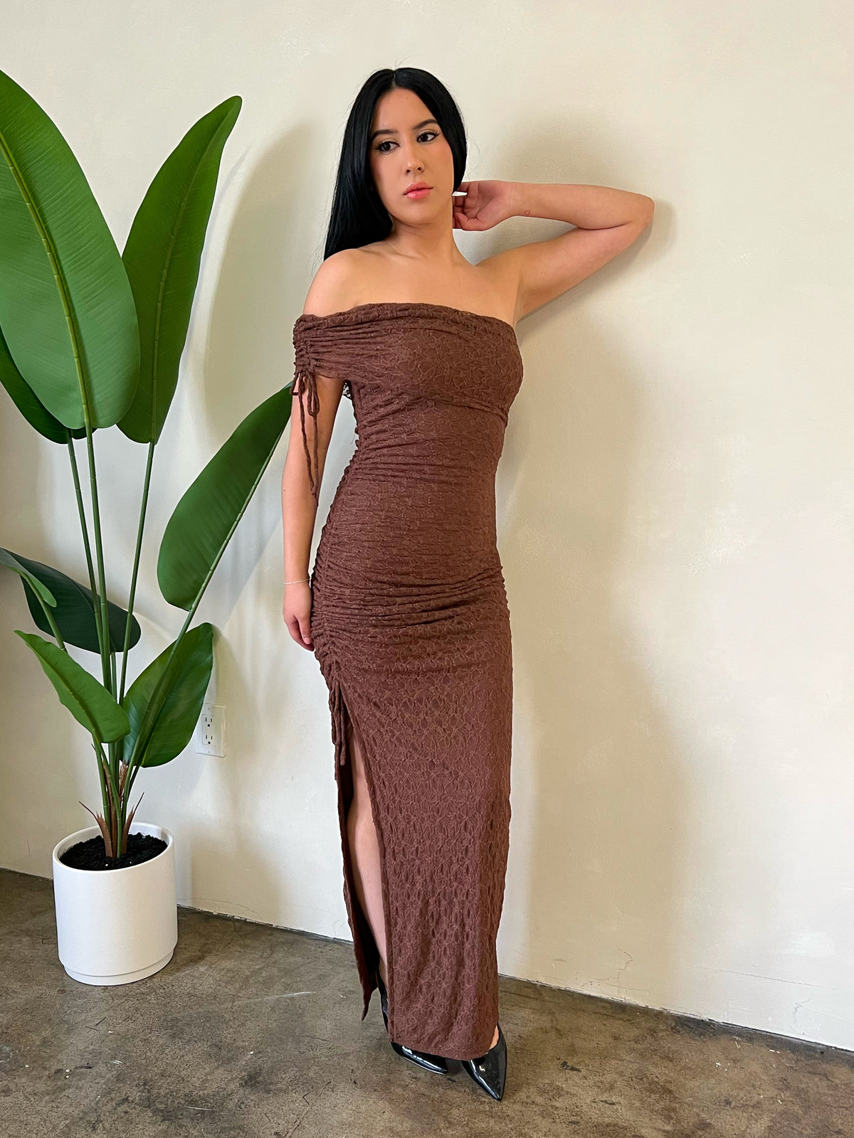 Alexa Maxi Dress (Brown)