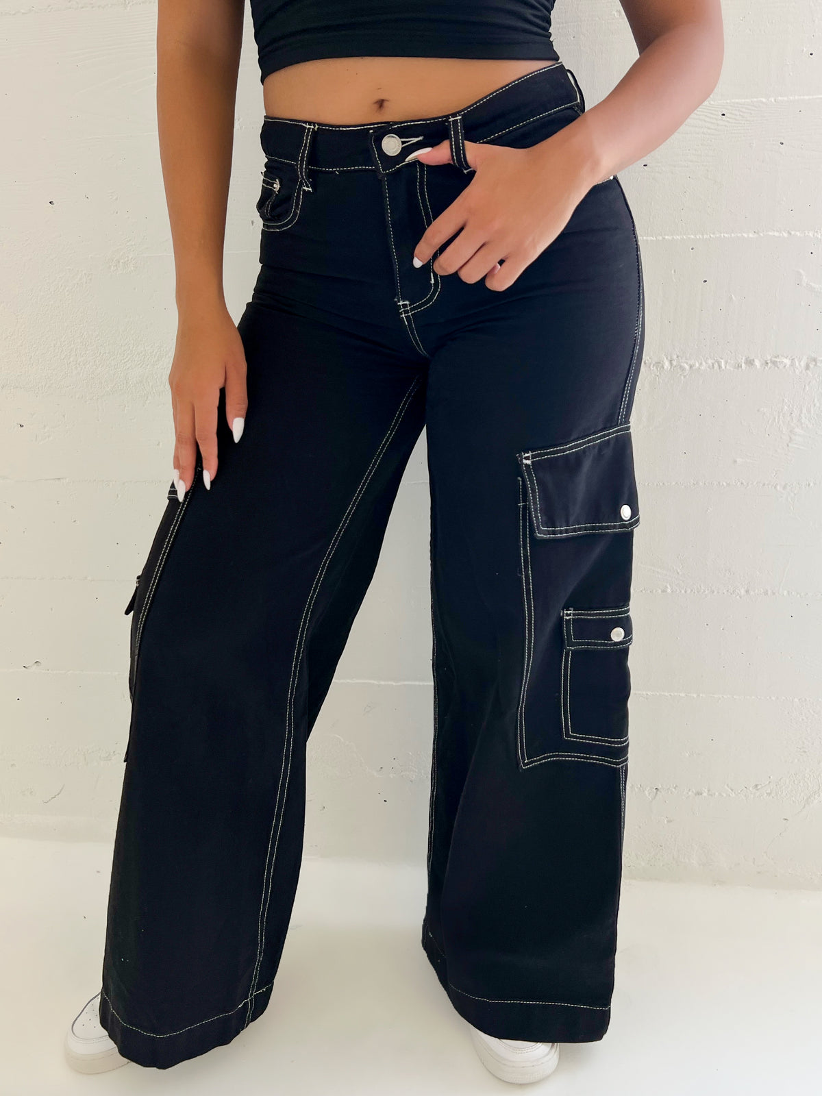 Vanessa Stitch Cargo Pants (Black)
