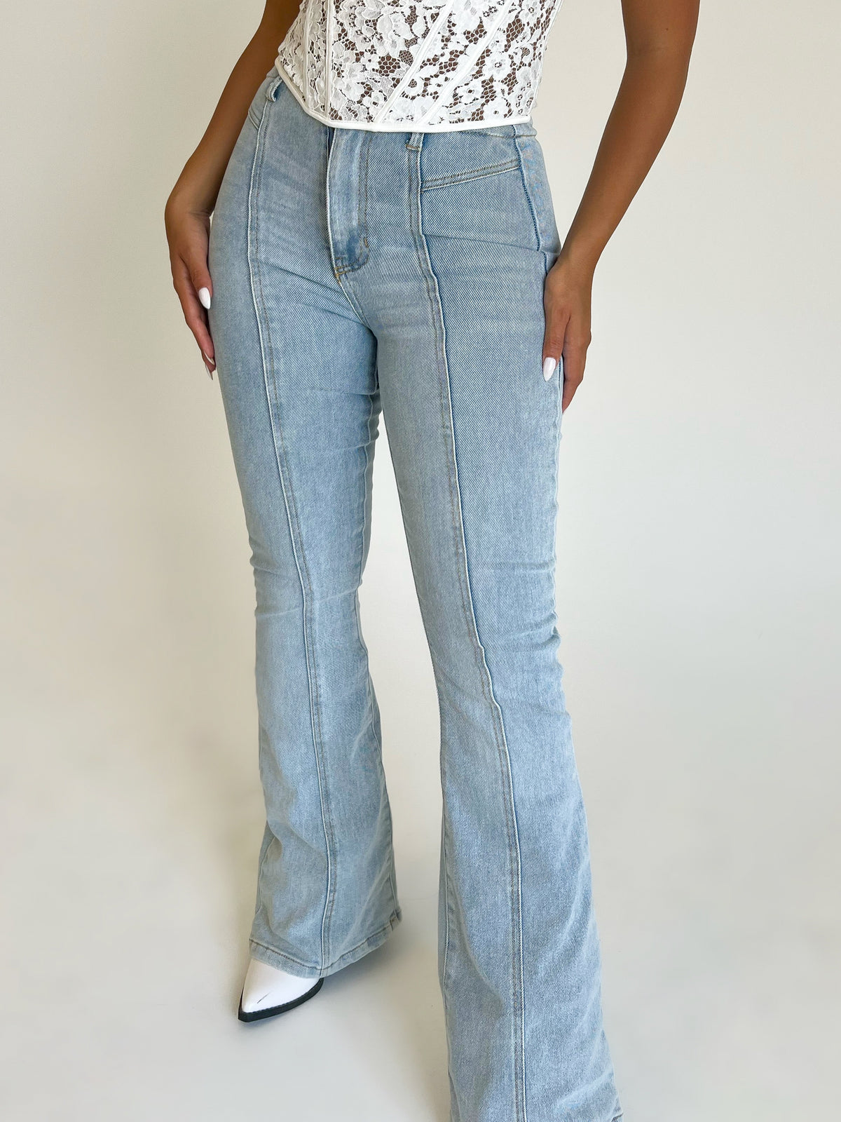 Devin High Rise Flare Jeans (Light Denim) - Laura's Boutique, Inc
