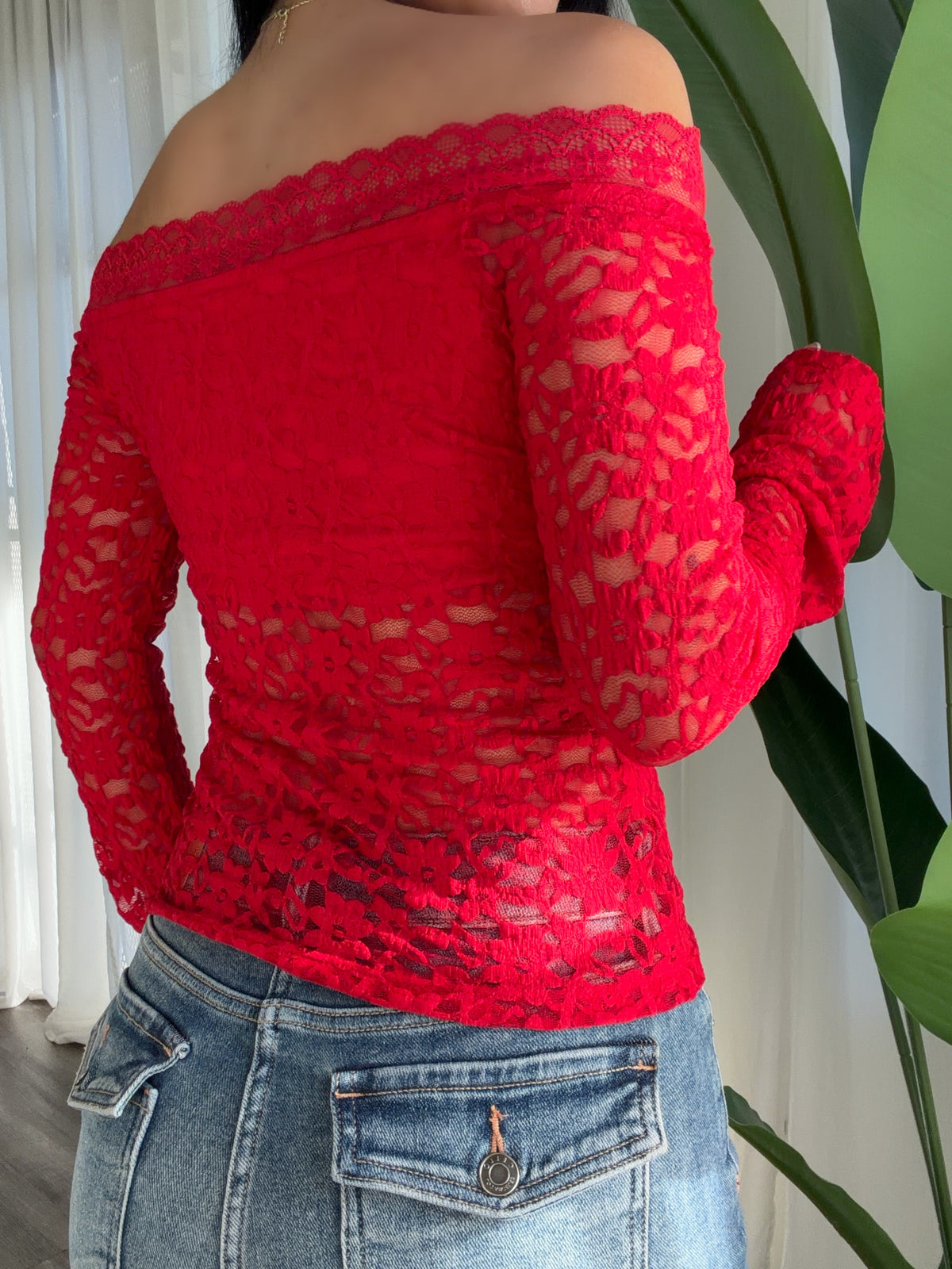 Christina Lace Top (Red)