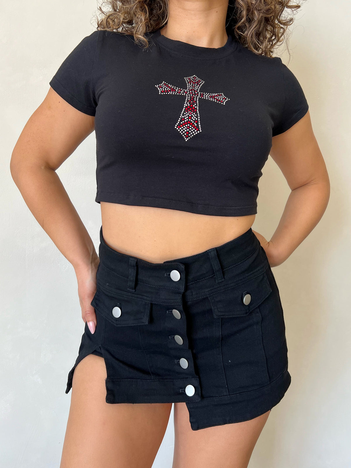 Nina Button Skort (Black)