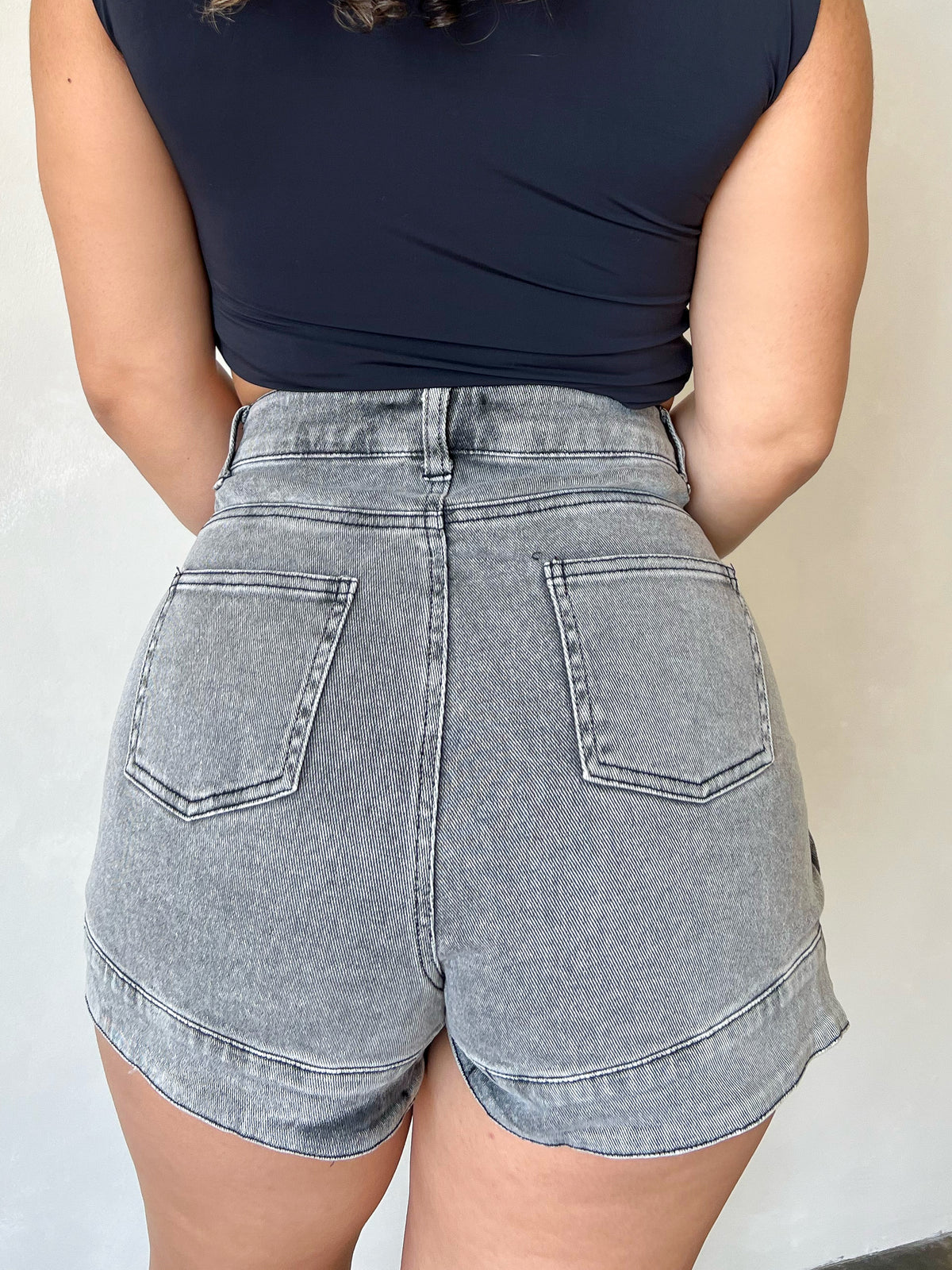 Nina Button Skort (Black Acid Wash)