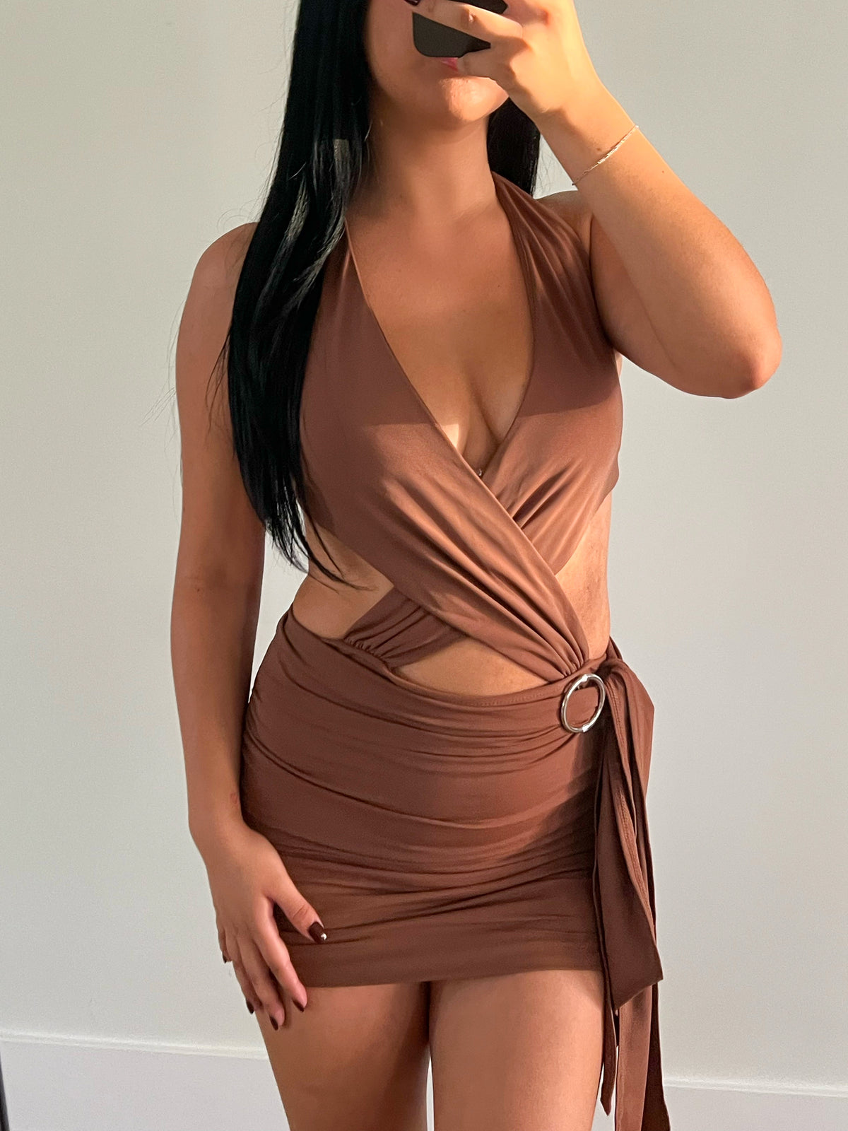 Cynthia Halter Dress (Brown)