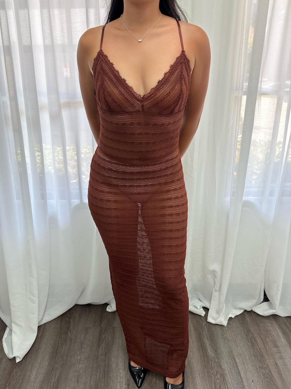 Monique Lace Dress (Brown)