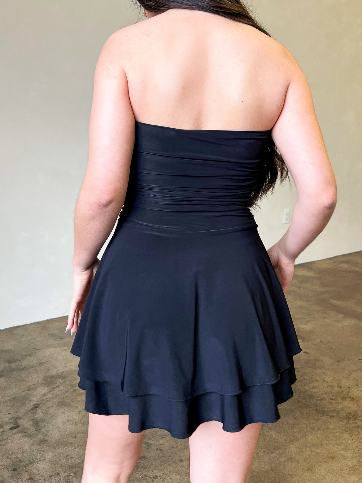 May Ruffled Mini Dress (Black)