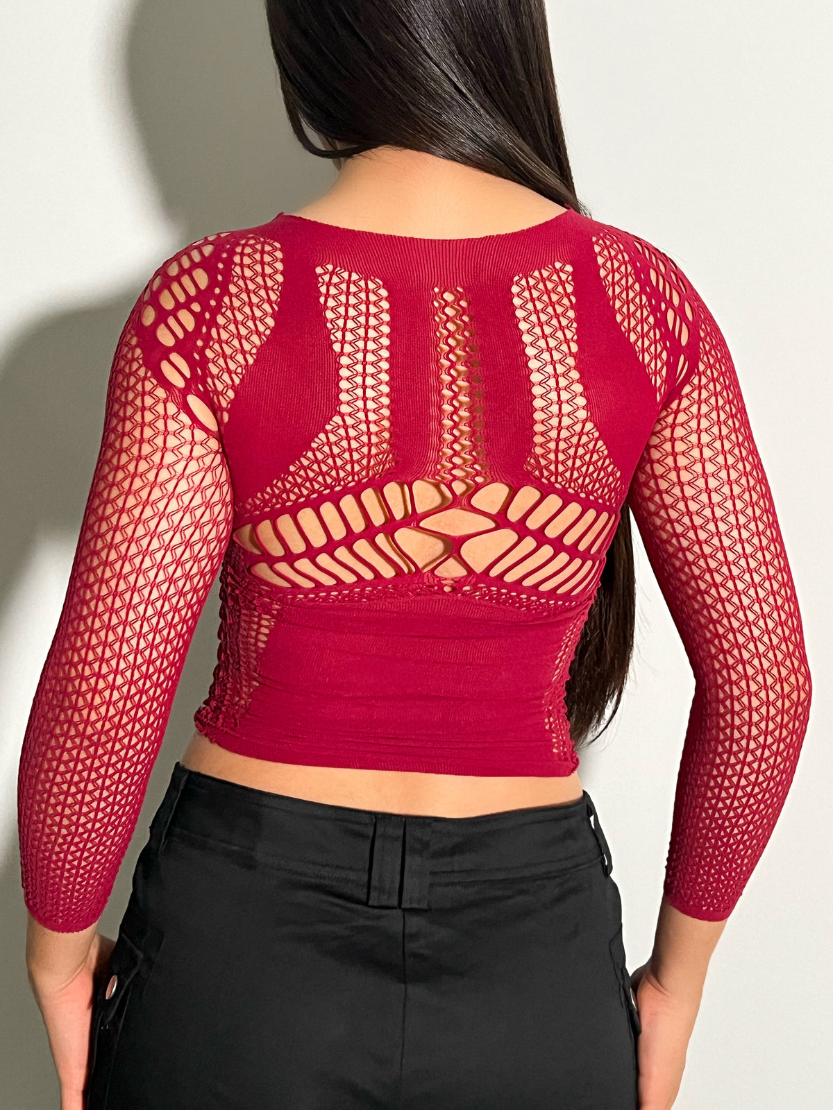Allison Mesh Dress (Burgundy)