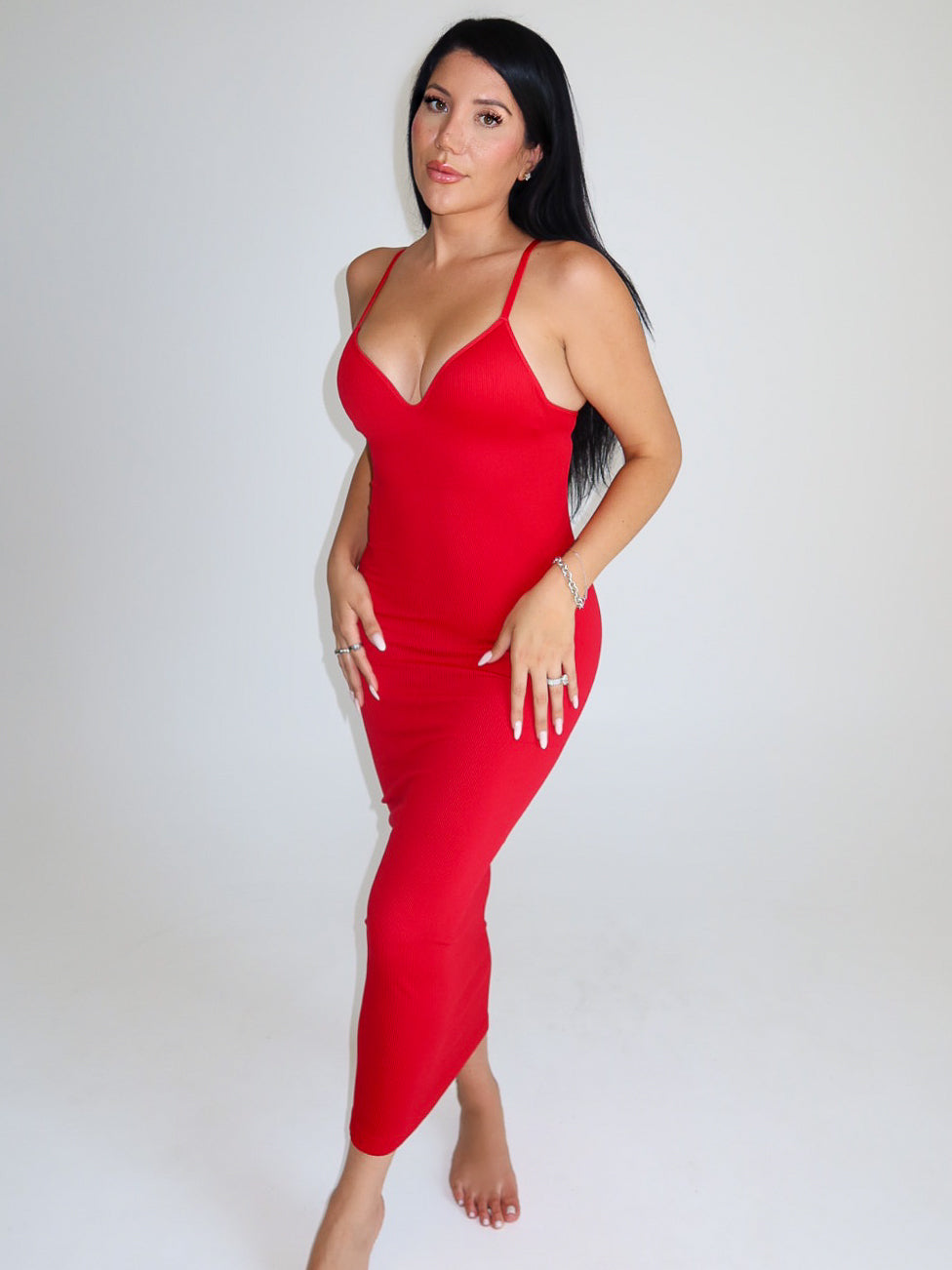 Yessica Fitted Dress (Red) - Laura's Boutique, Inc