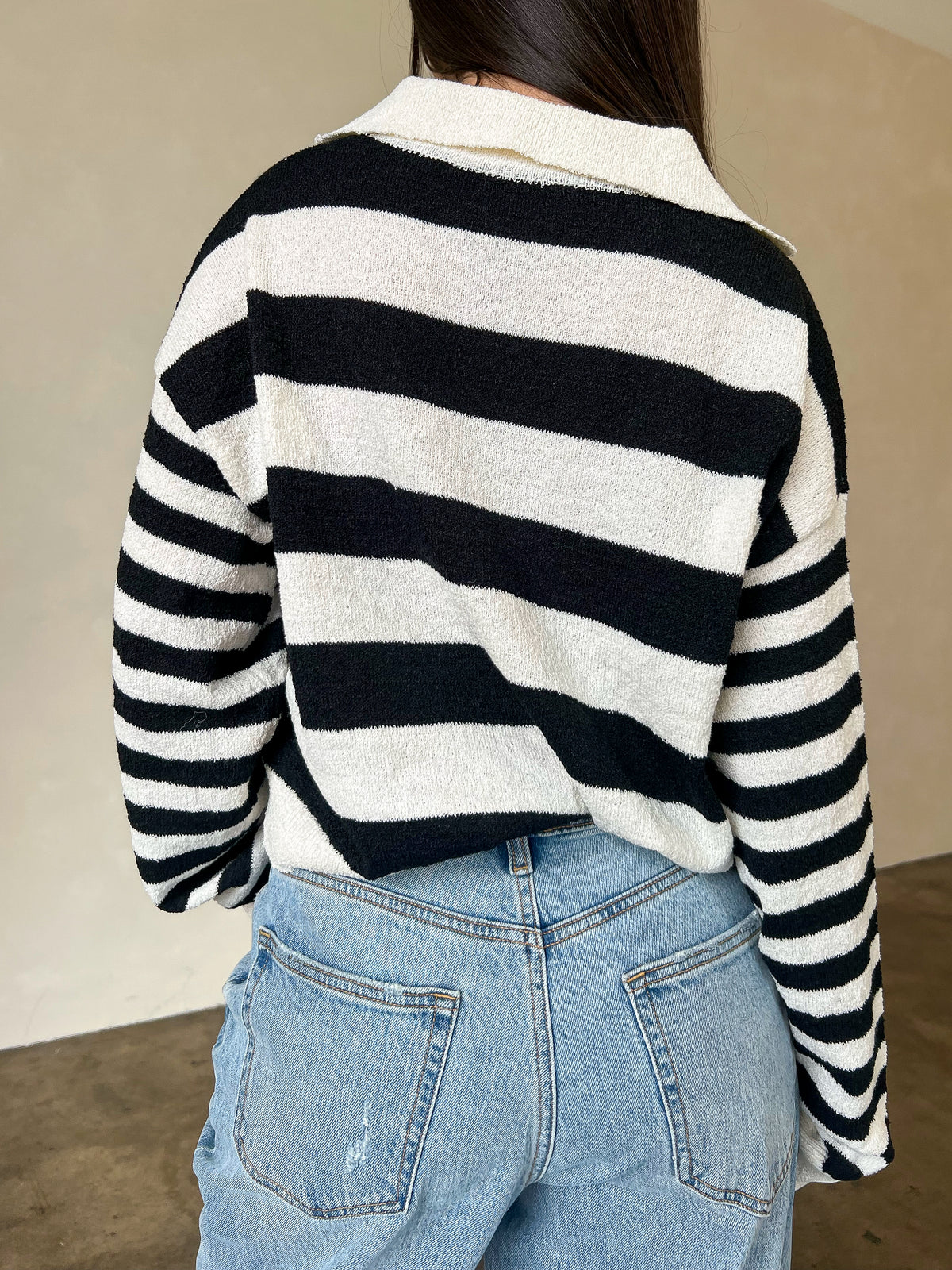 Celina Stripped Sweater (Black/Cream)