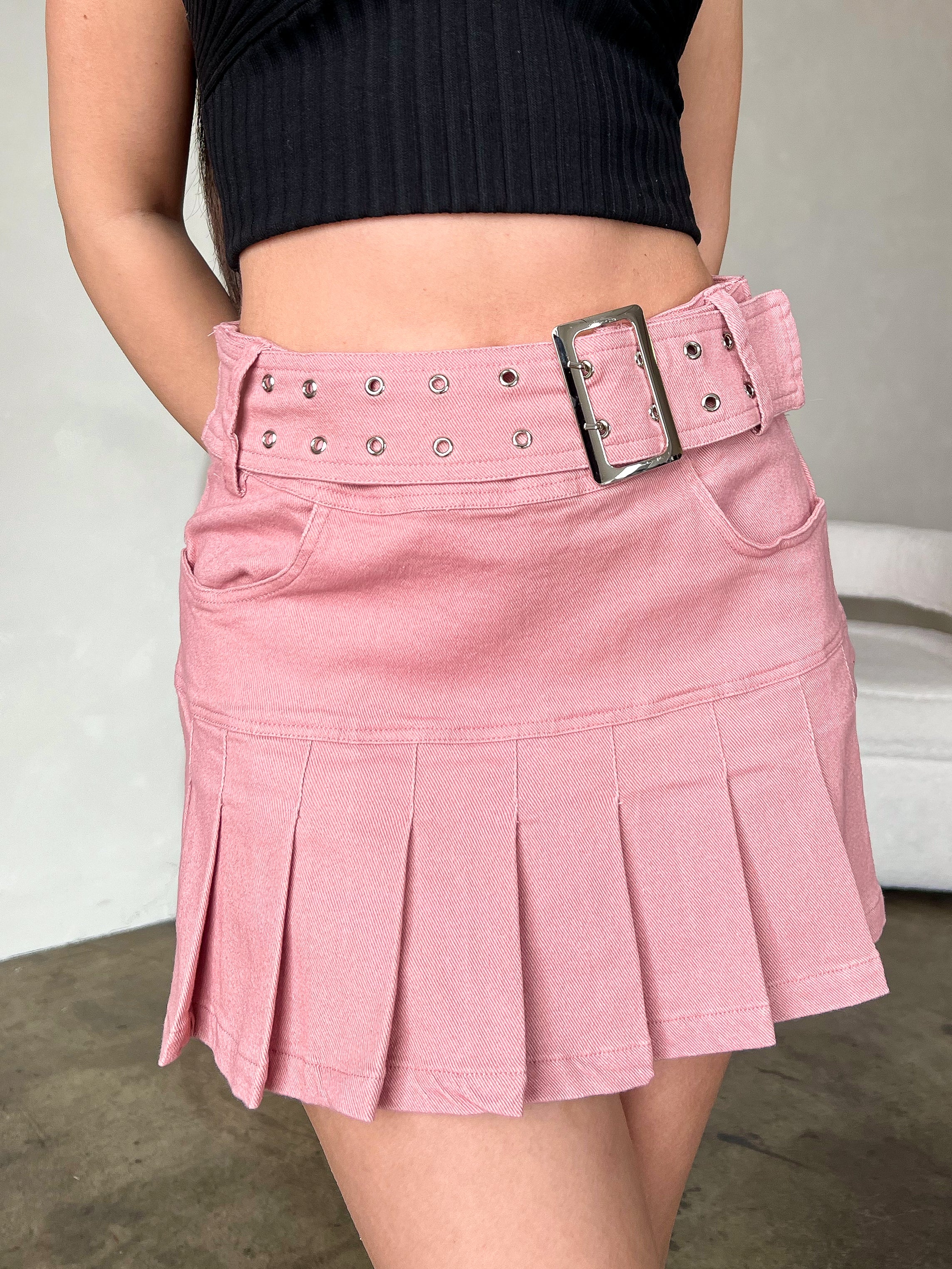 Julianna Pleated Skirt (Rose) - Laura's Boutique, Inc