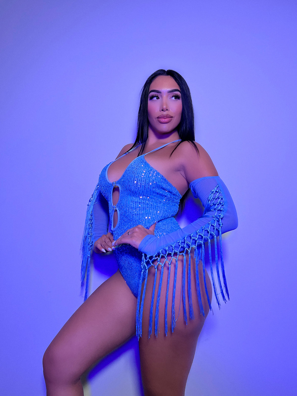 Liz Sequin Bodysuit (Blue) - Laura's Boutique, Inc Liz Sequin Bodysuit (Blue) - Laura's Boutique, Inc