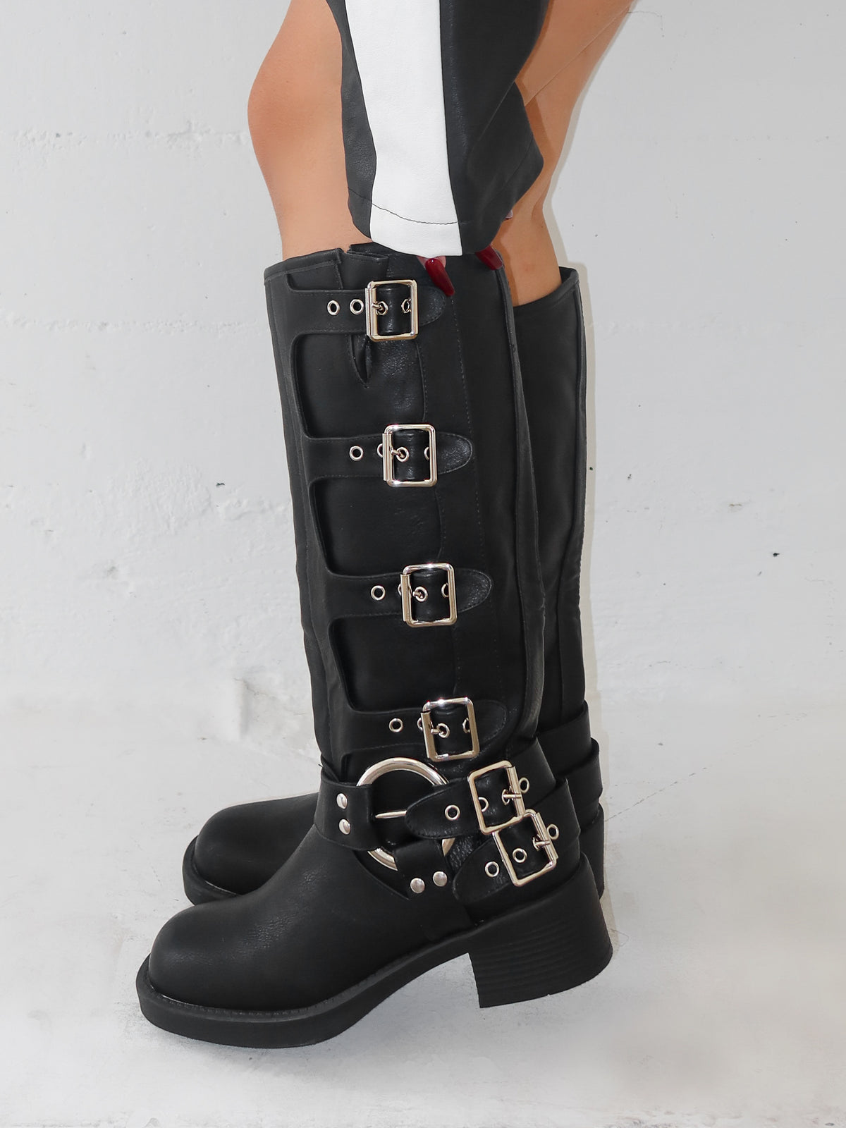 Boots with studs and buckles hotsell