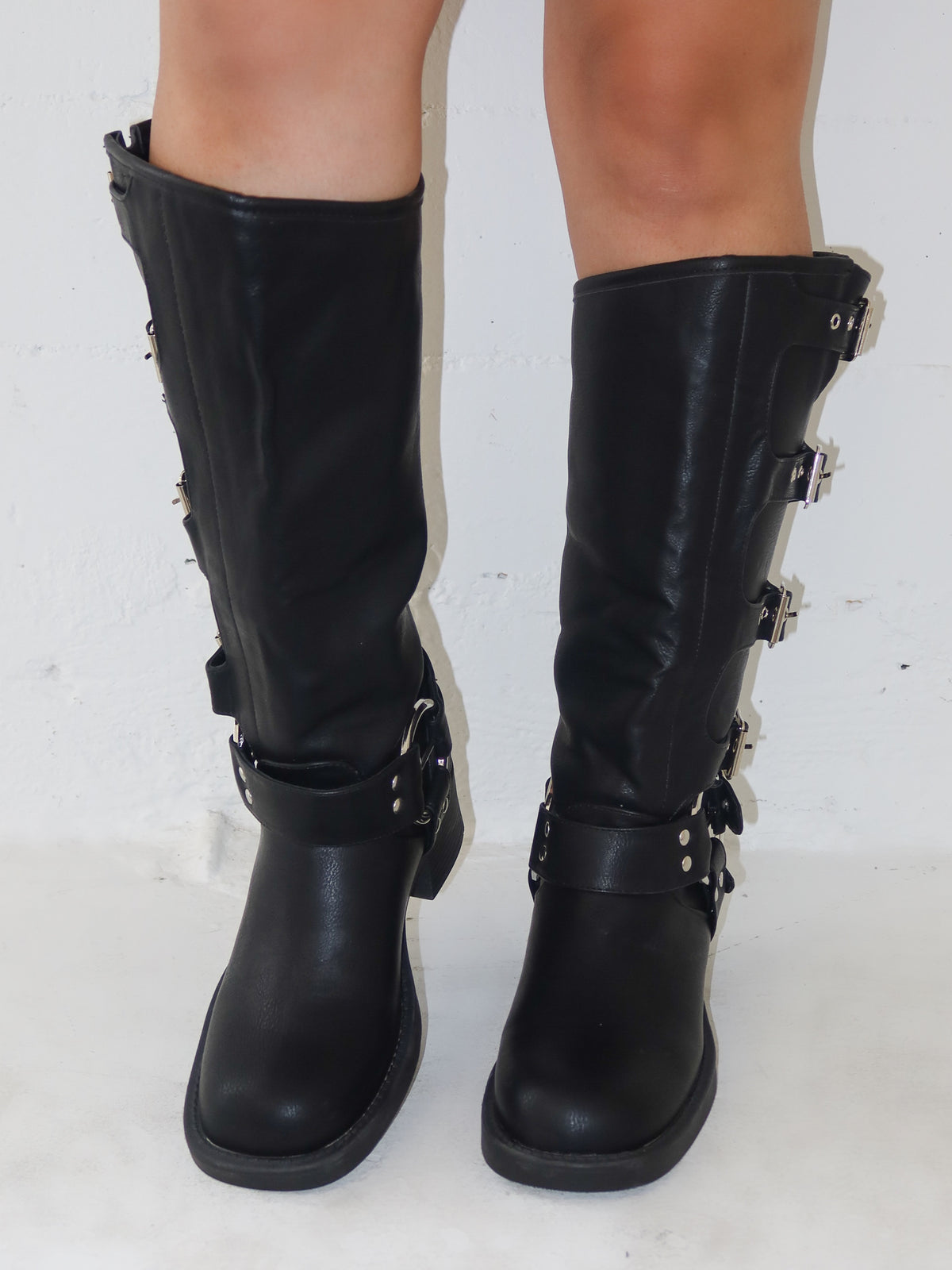 Booties with buckles and straps best sale