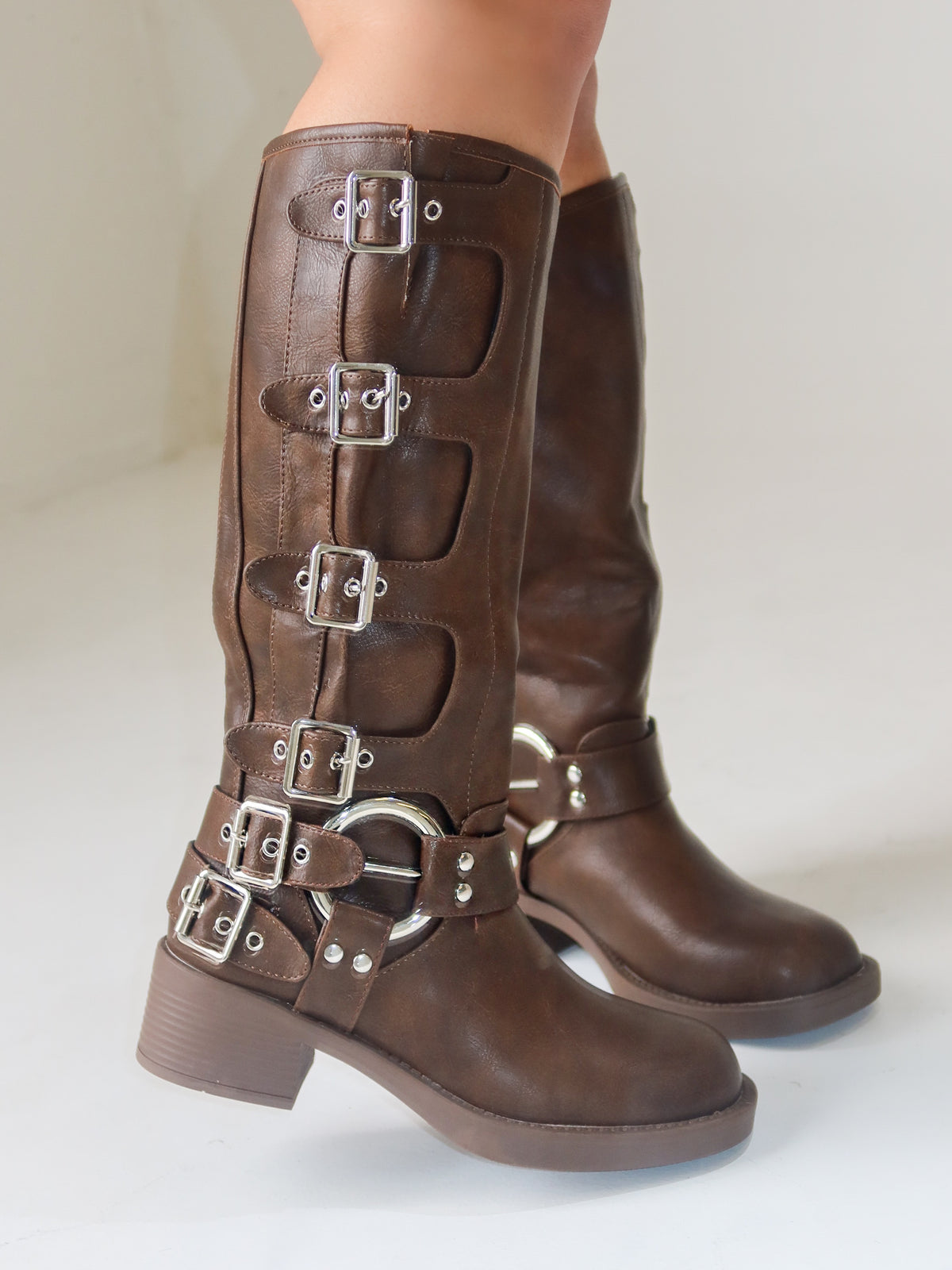 Lizbeth Buckle Boots (Brown)
