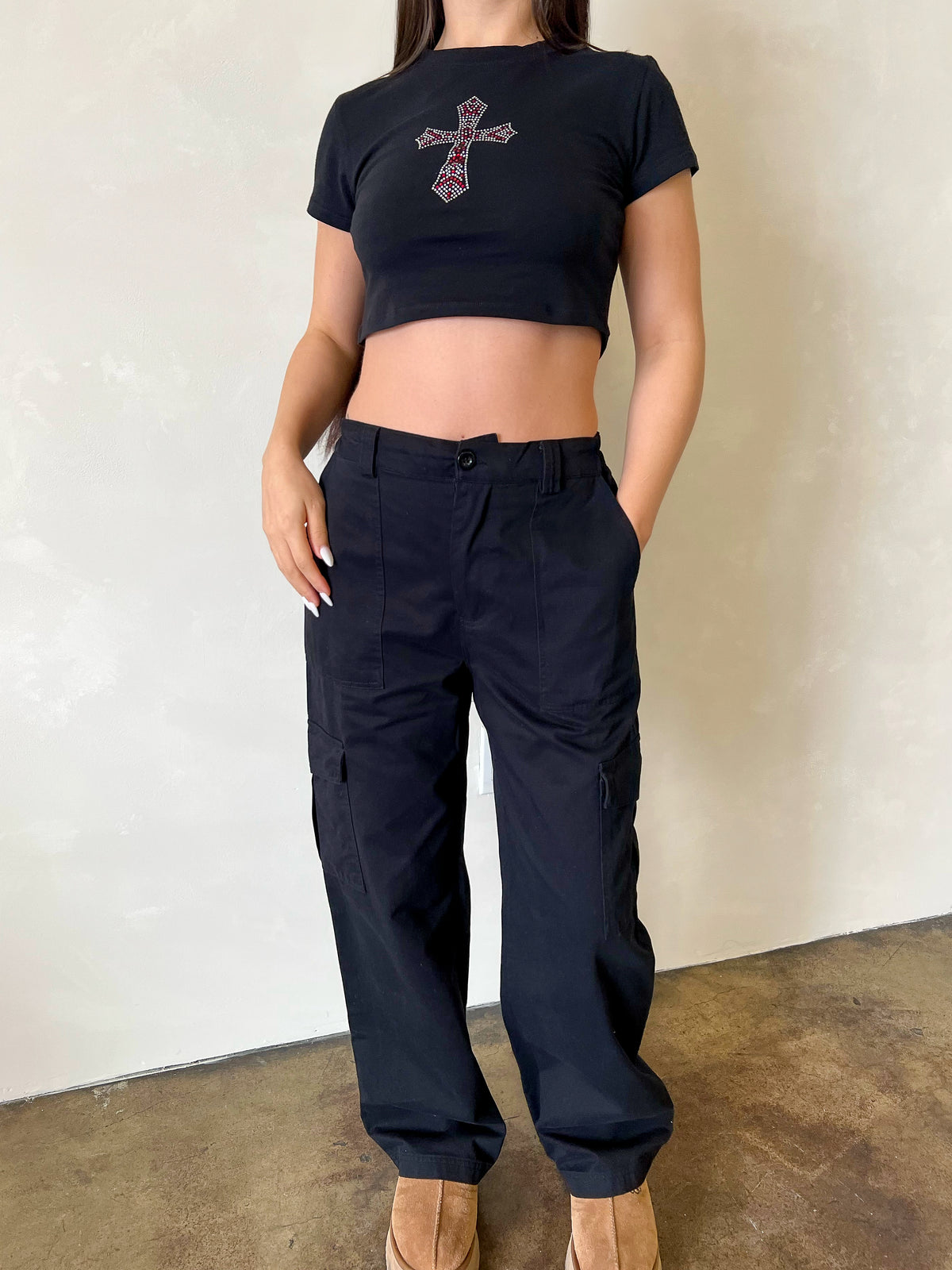 Leah Cargo Pants (Black)