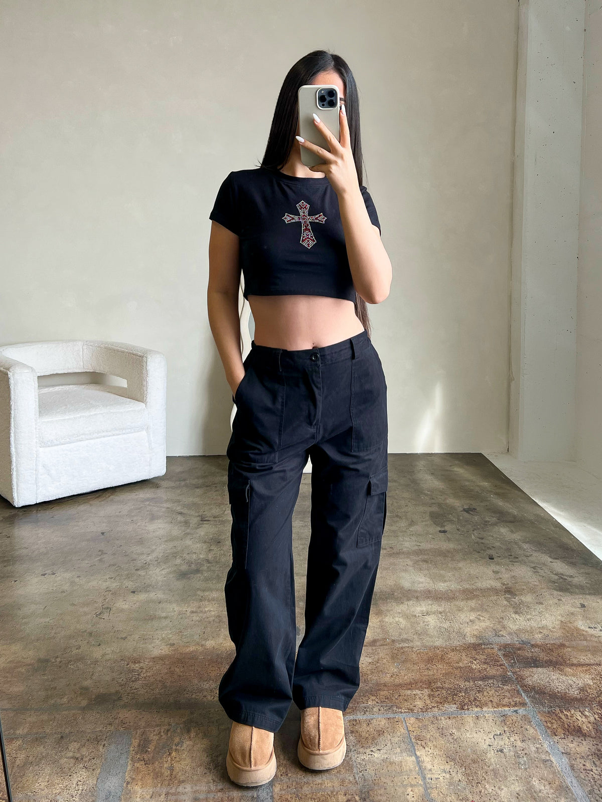 Leah Cargo Pants (Black)