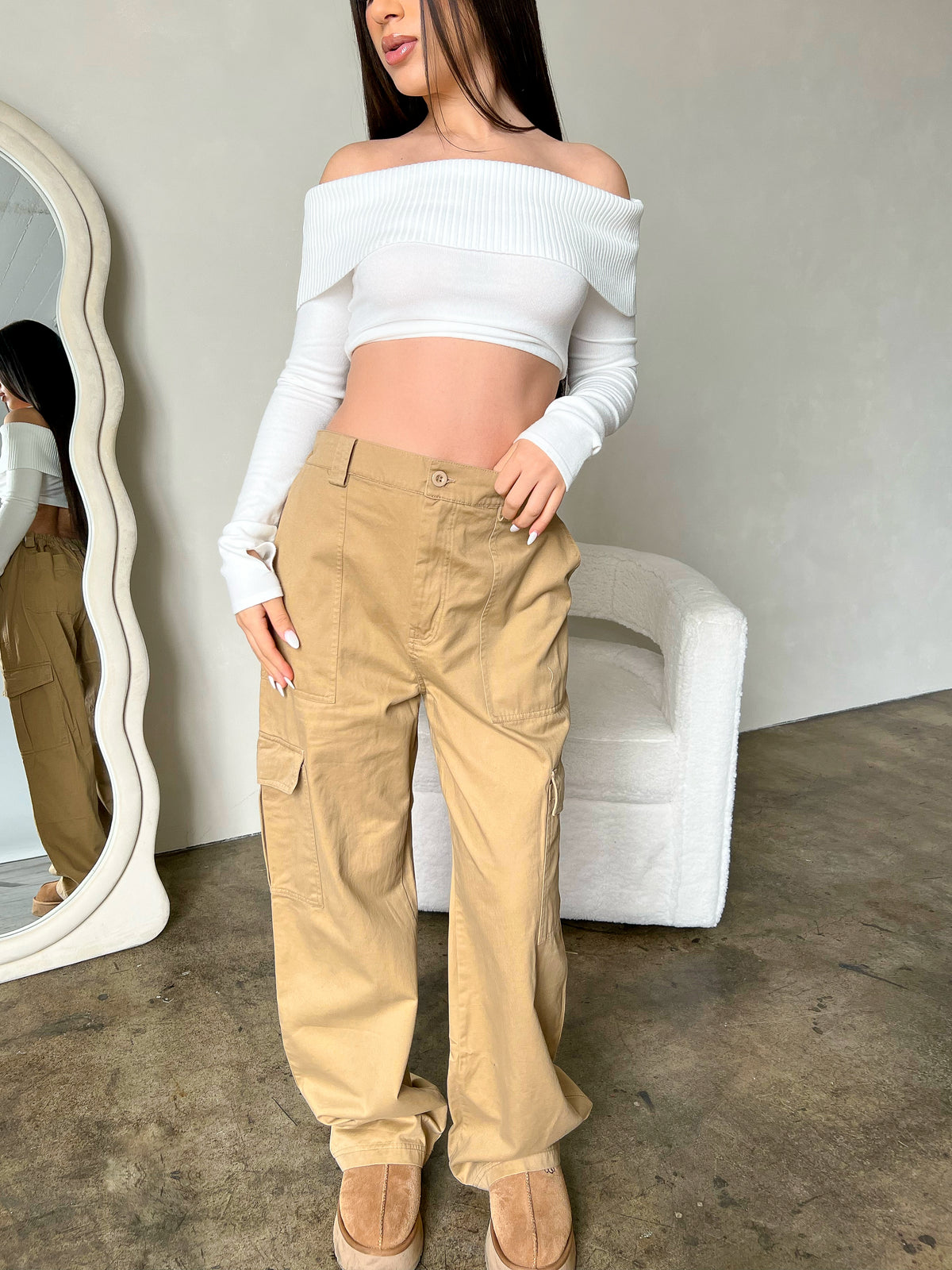 Leah Cargo Pants (Taupe)