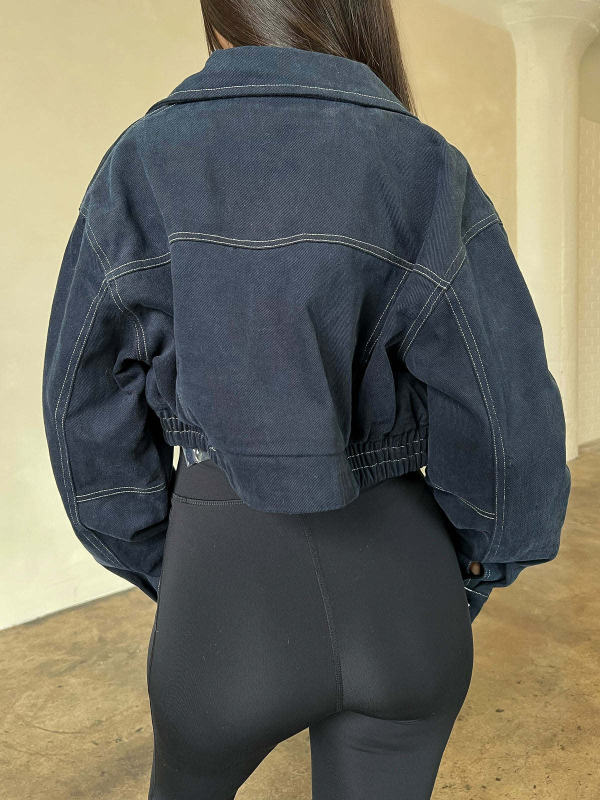 Susan Cropped Denim Jacket (Navy)