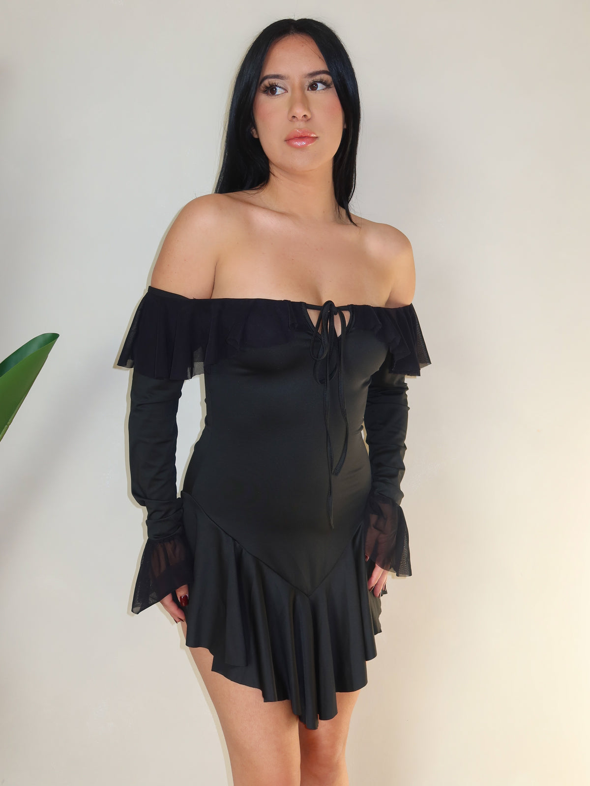 Gina Off The Shoulder Dress (Black)