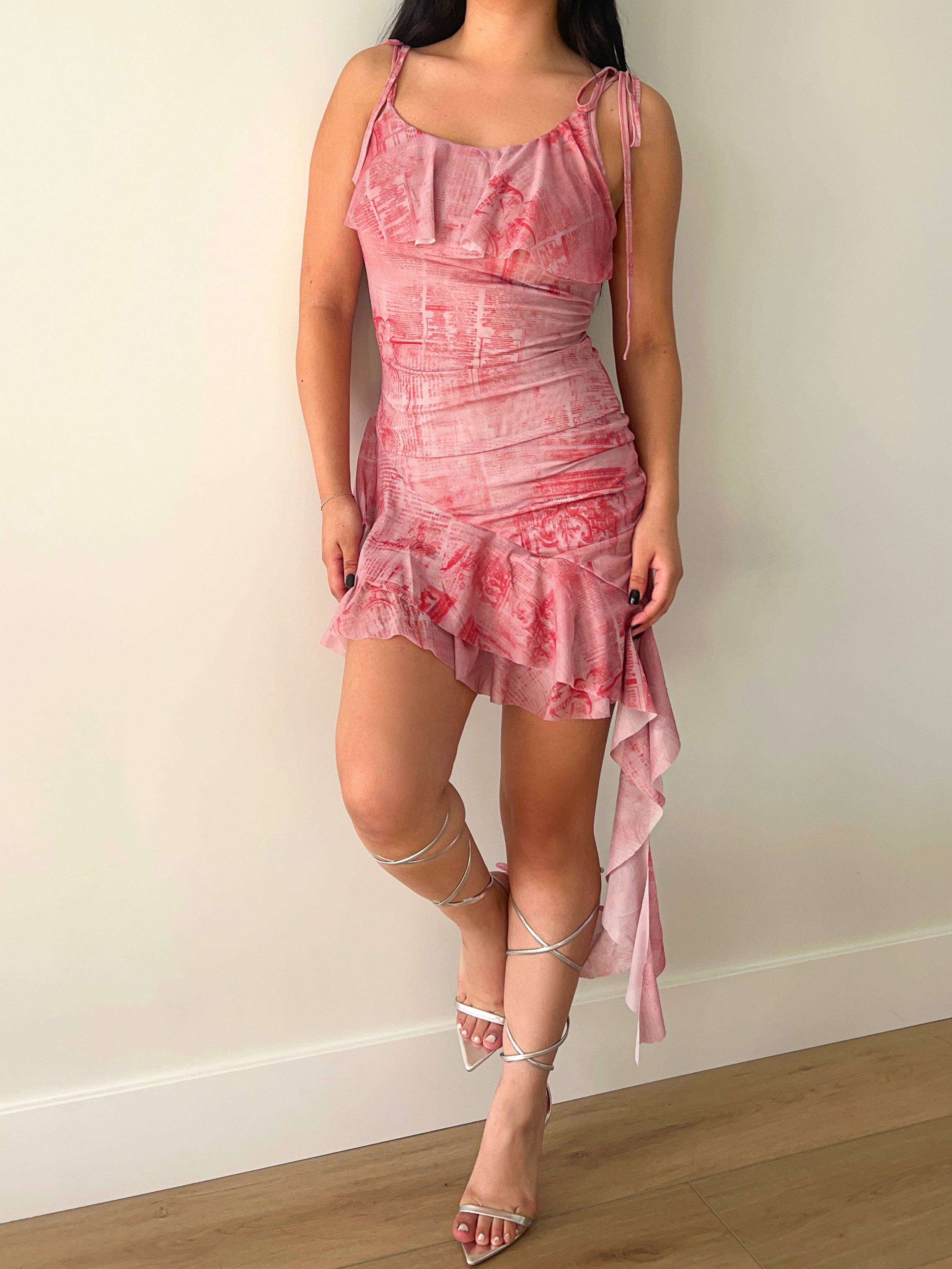 Arianna Mesh Dress (Pink) Small