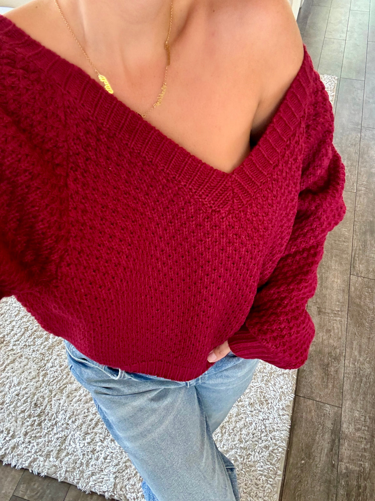 Gaby Knit Sweater (Cherry)