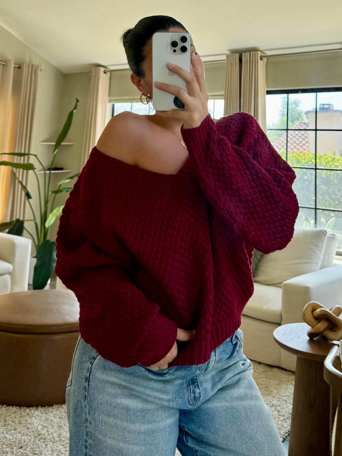 Gaby Knit Sweater (Cherry)