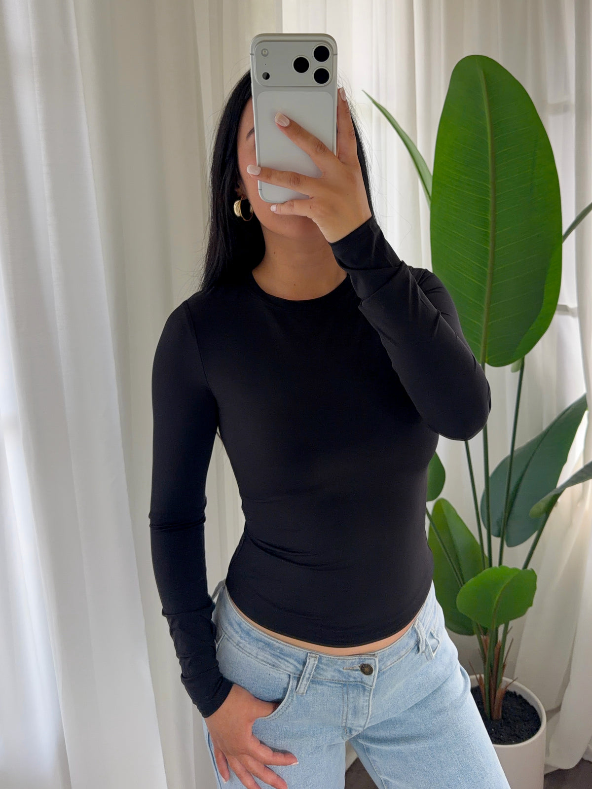 Christine Long Sleeve Top (Black)