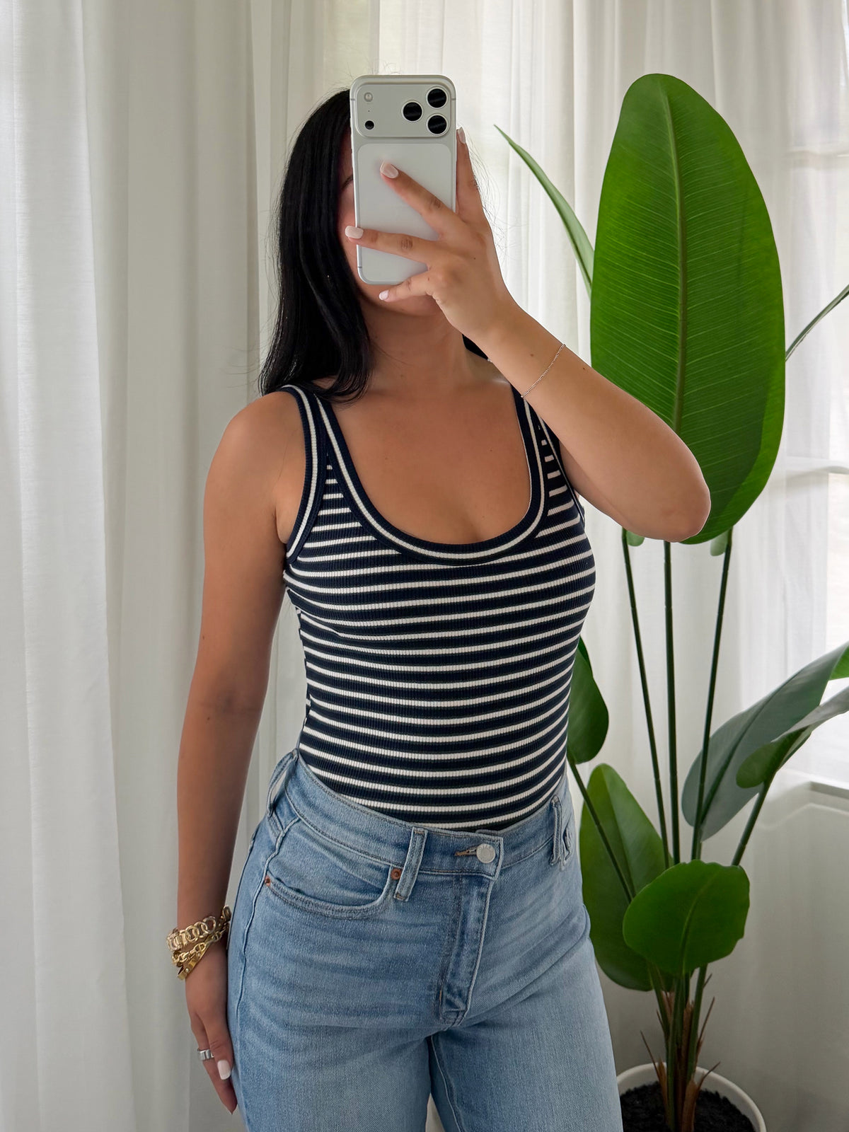 Hannah Striped Bodysuit (Navy)