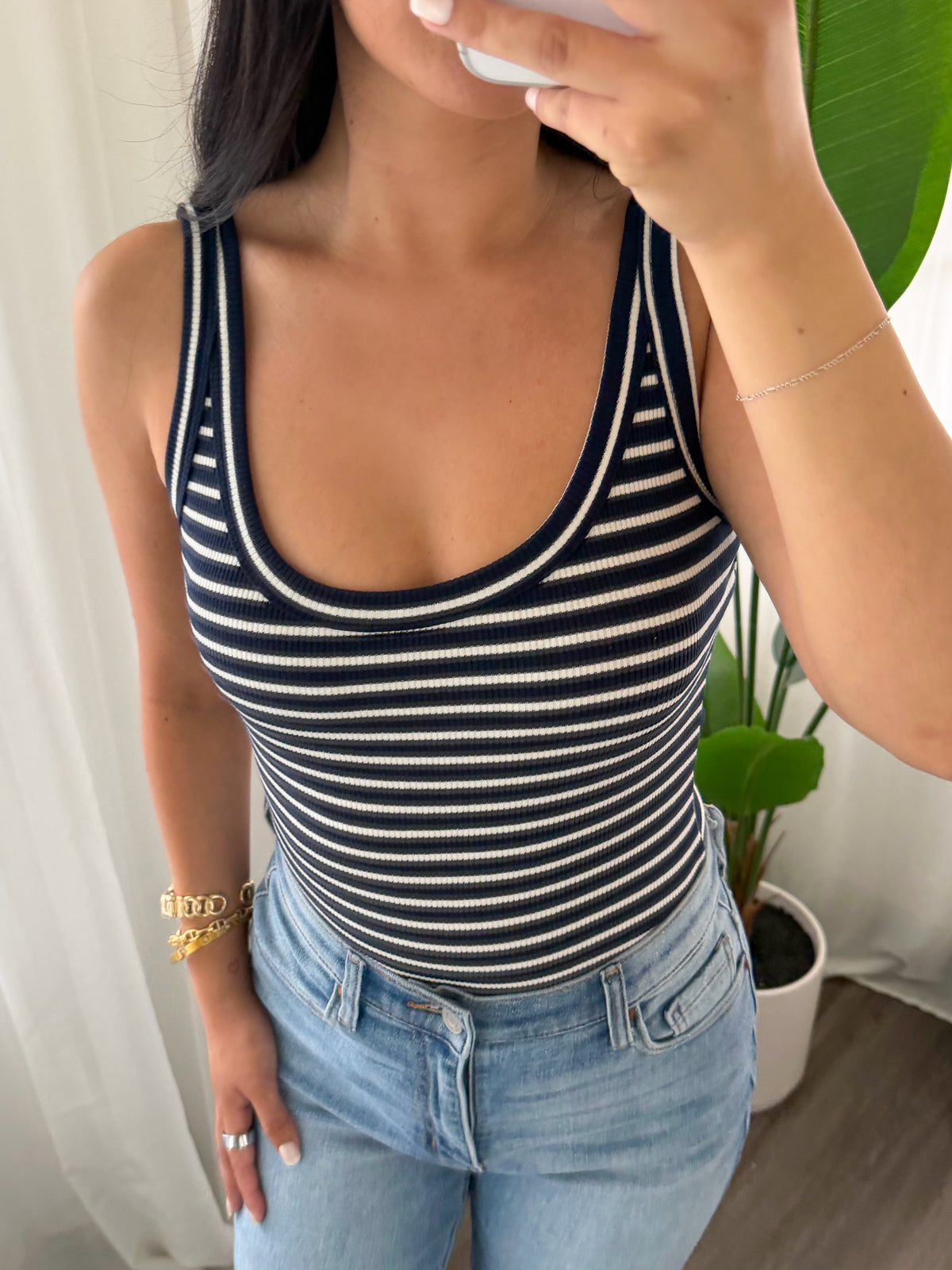 Hannah Striped Bodysuit (Navy)
