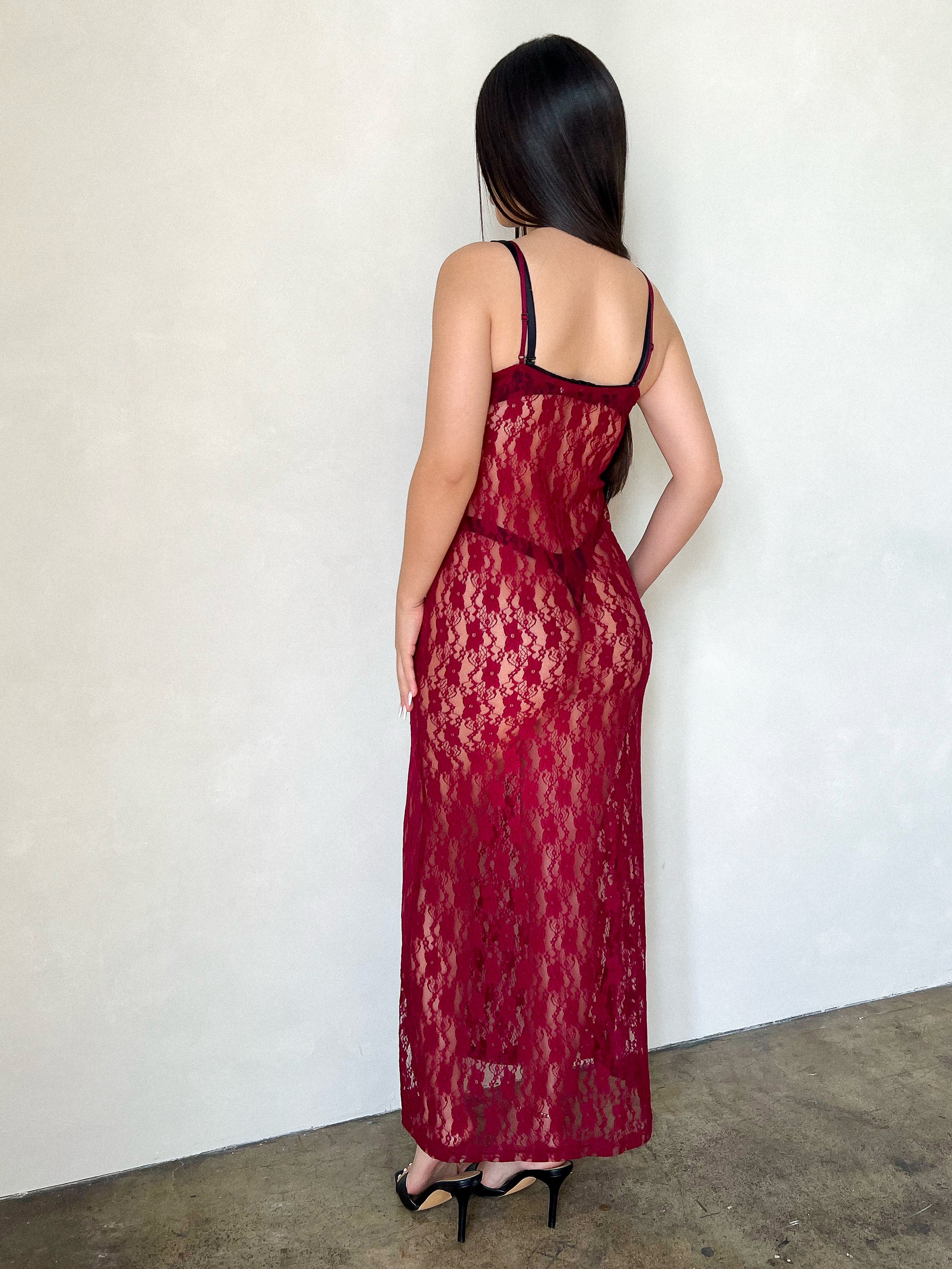 Marcella Lace Cover Up Dress (Burgundy) - Laura's Boutique, Inc Marcella Lace Cover Up Dress (Burgundy) - Laura's Boutique, Inc
