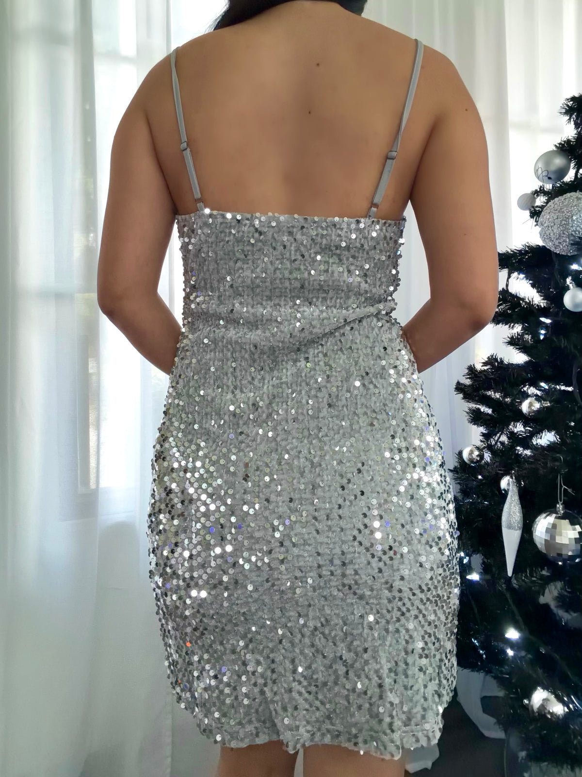 Cynthia Sequence Dress (Silver) Medium Cynthia Sequence Dress (Silver) Medium