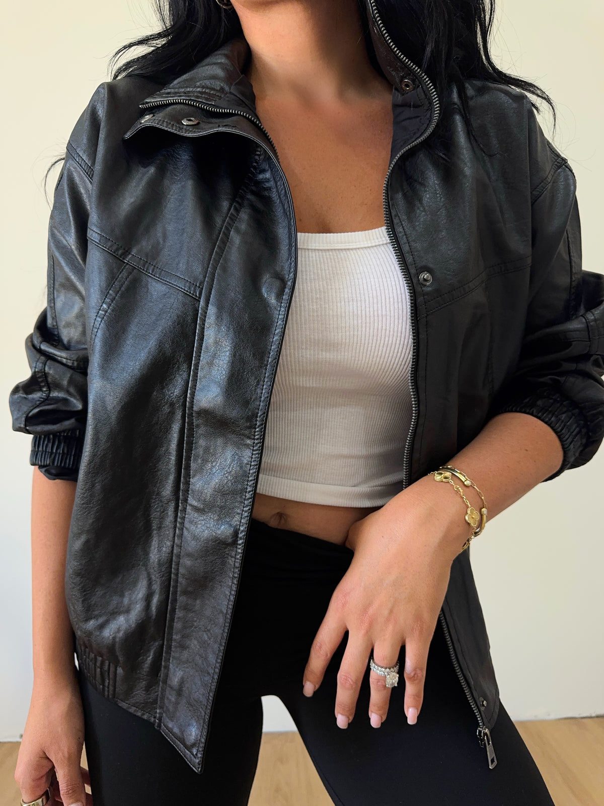 Krystal Leather Jacket (Black)