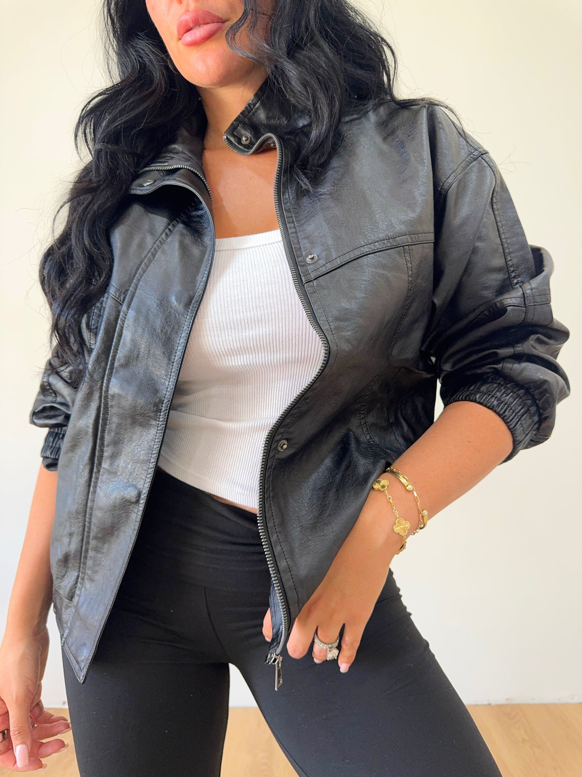 Krystal Leather Jacket (Black)