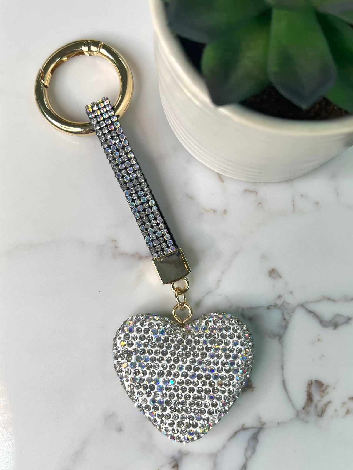 Heart Sparkle Keychain (Silver)