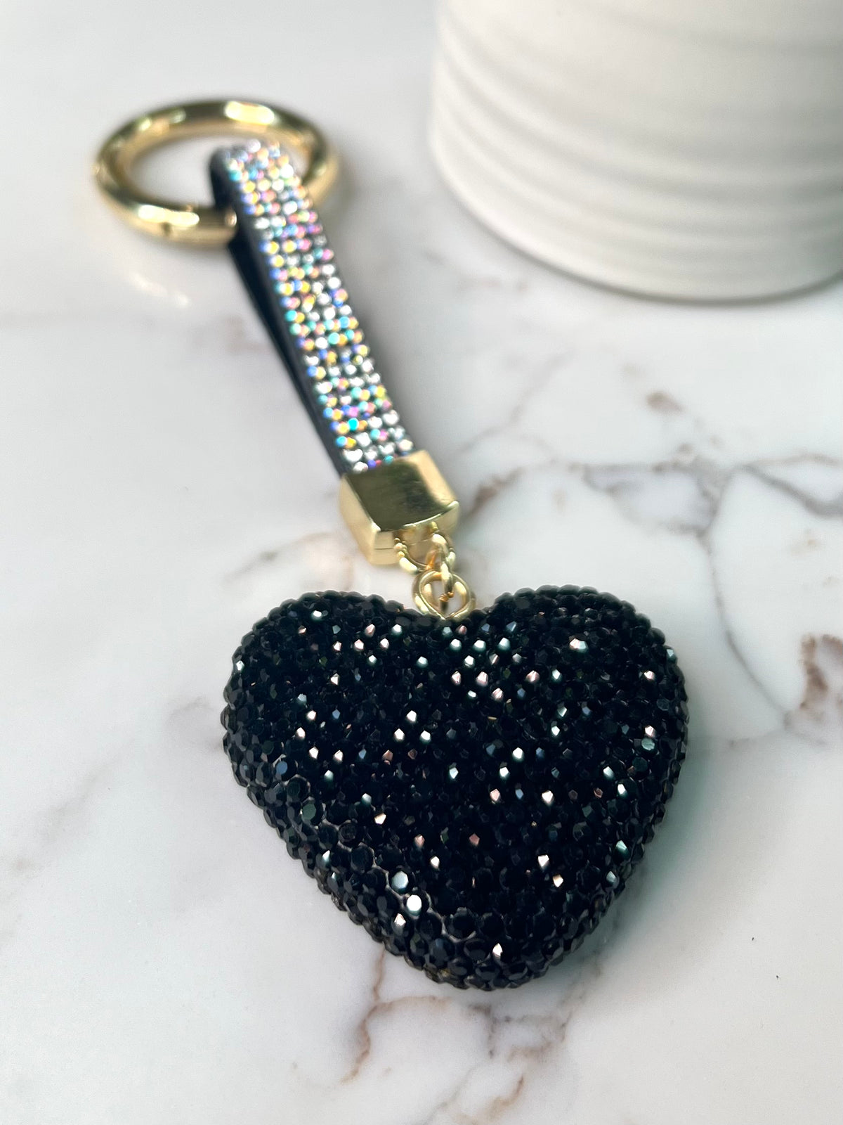 Heart Sparkle Keychain (Black)