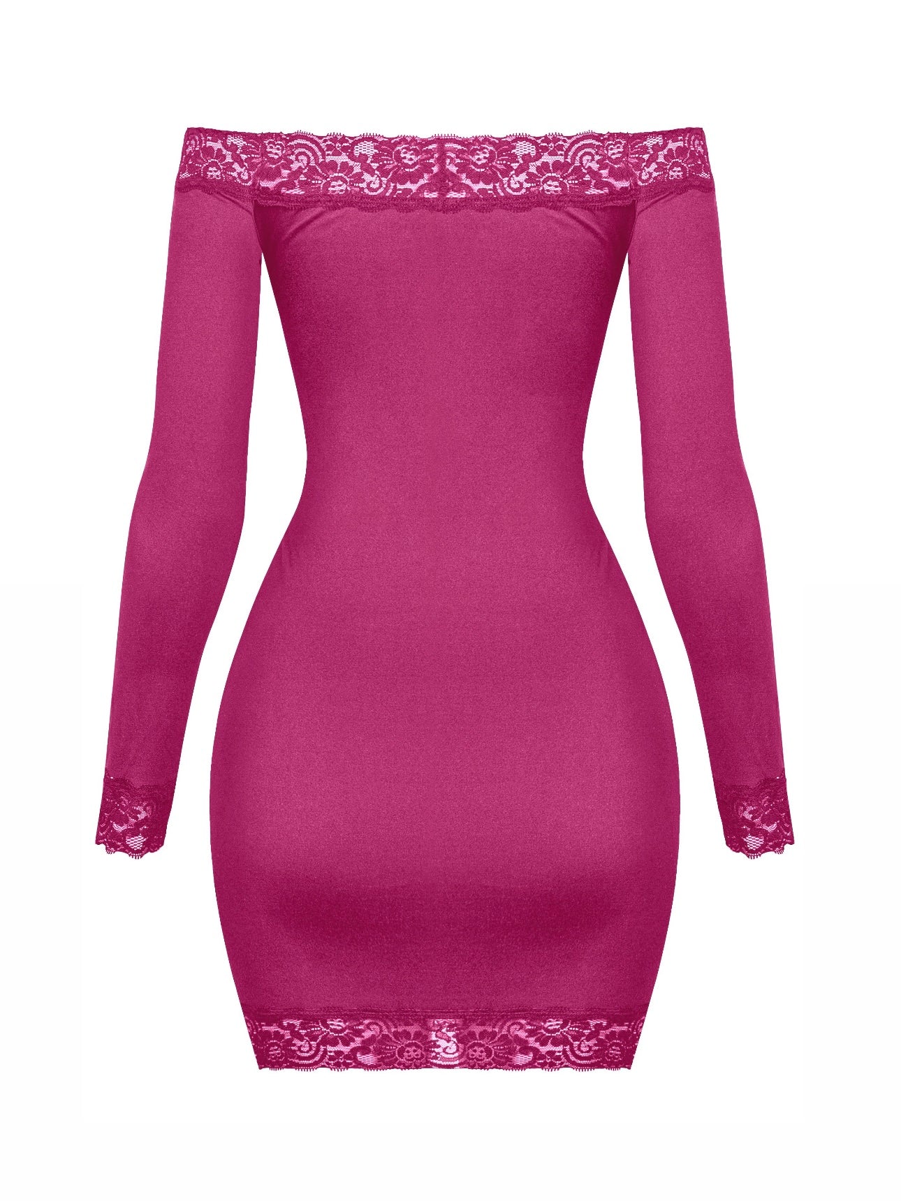 Nicky Lace Trim Dress (Magenta) Small