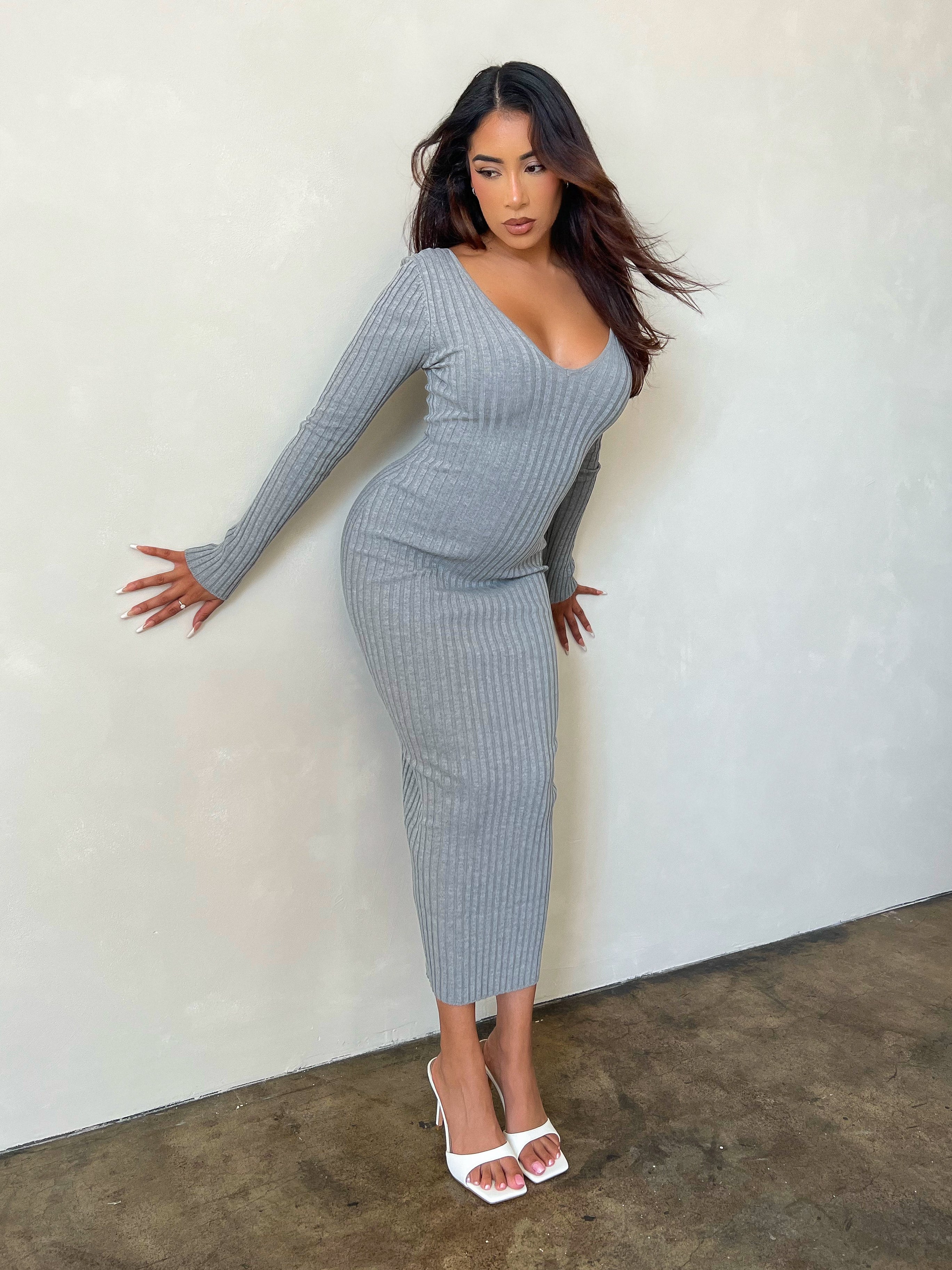 Laura's Fav Knit Dress (Heather Grey) Small