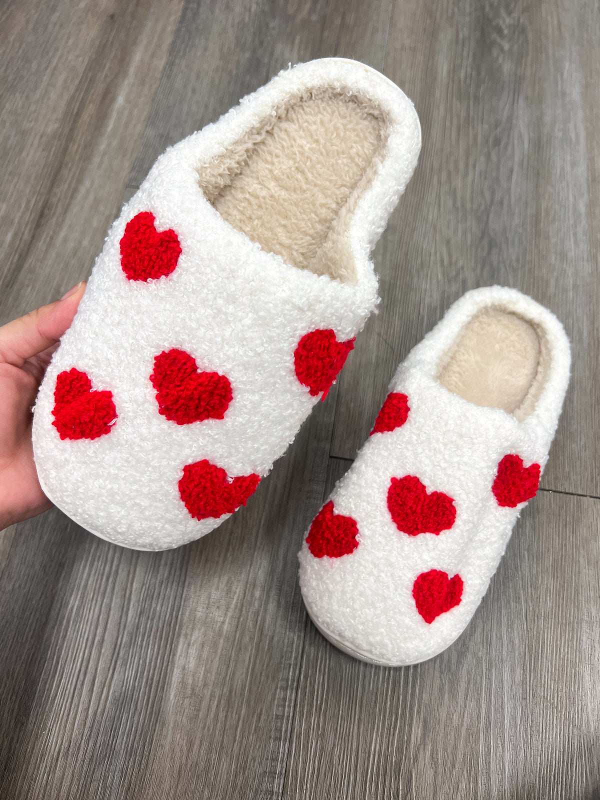 Stella Heart Slippers (Cream/Red)