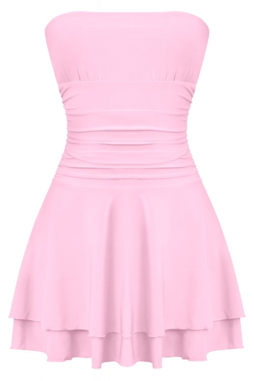 May Ruffled Mini Dress (Light Pink)