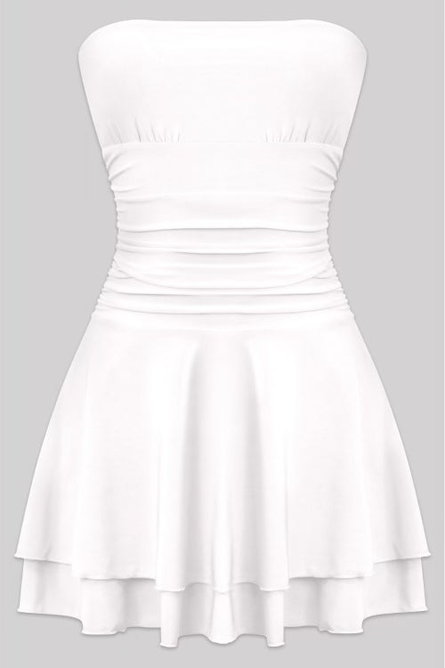 May Ruffled Mini Dress (Off White)