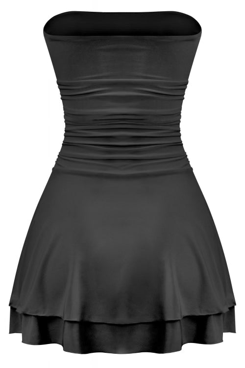 May Ruffled Mini Dress (Black)
