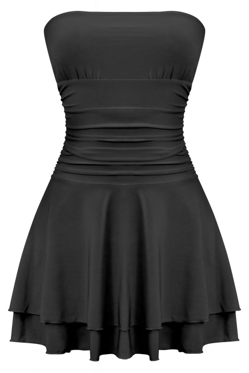 May Ruffled Mini Dress (Black)