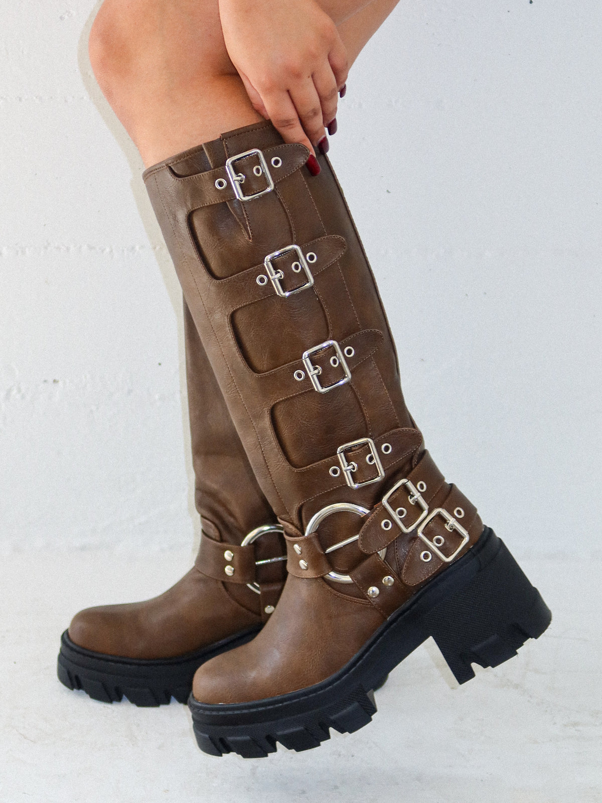 Monica Buckle Up Boots (Brown)