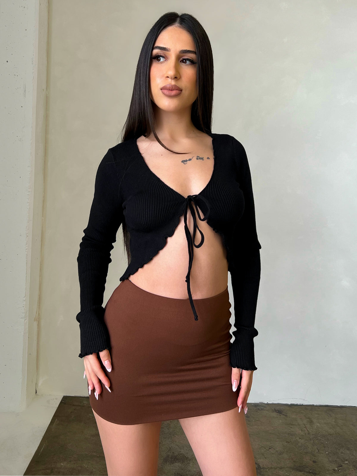 Alexa Mini Skirt (Brown)