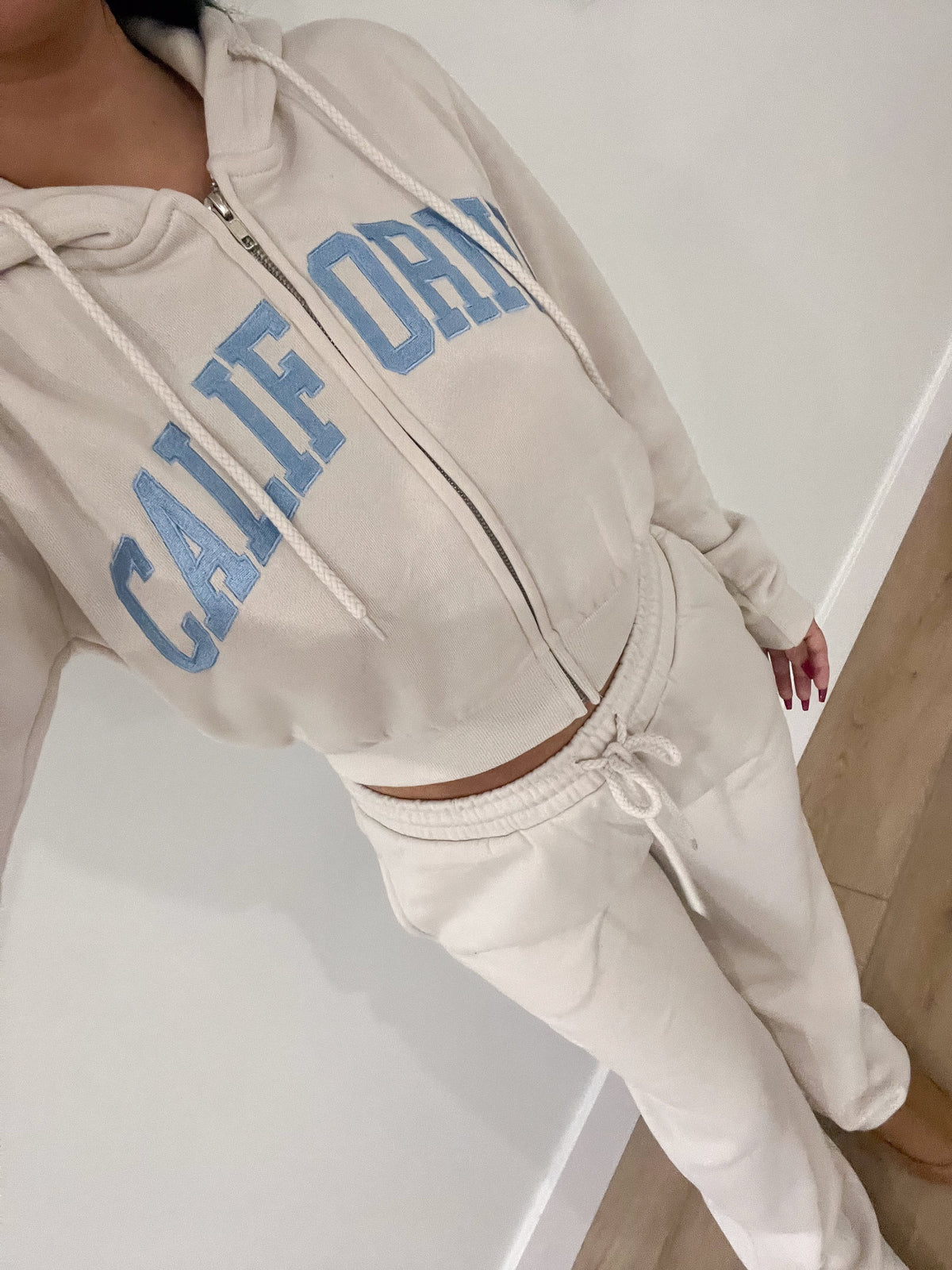 Tania Cali Zip Up Hoodie (Beige)