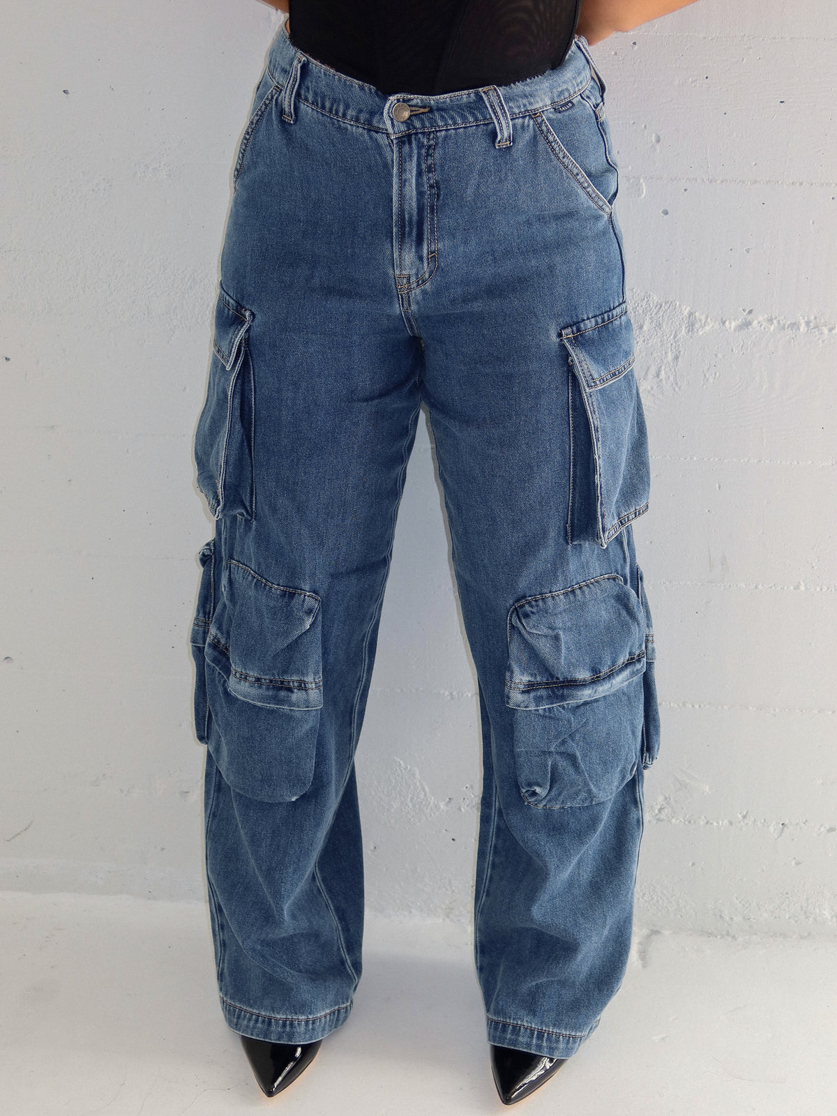 Riley Baggy Cargo Jeans (Dark Denim) - Laura's Boutique, Inc