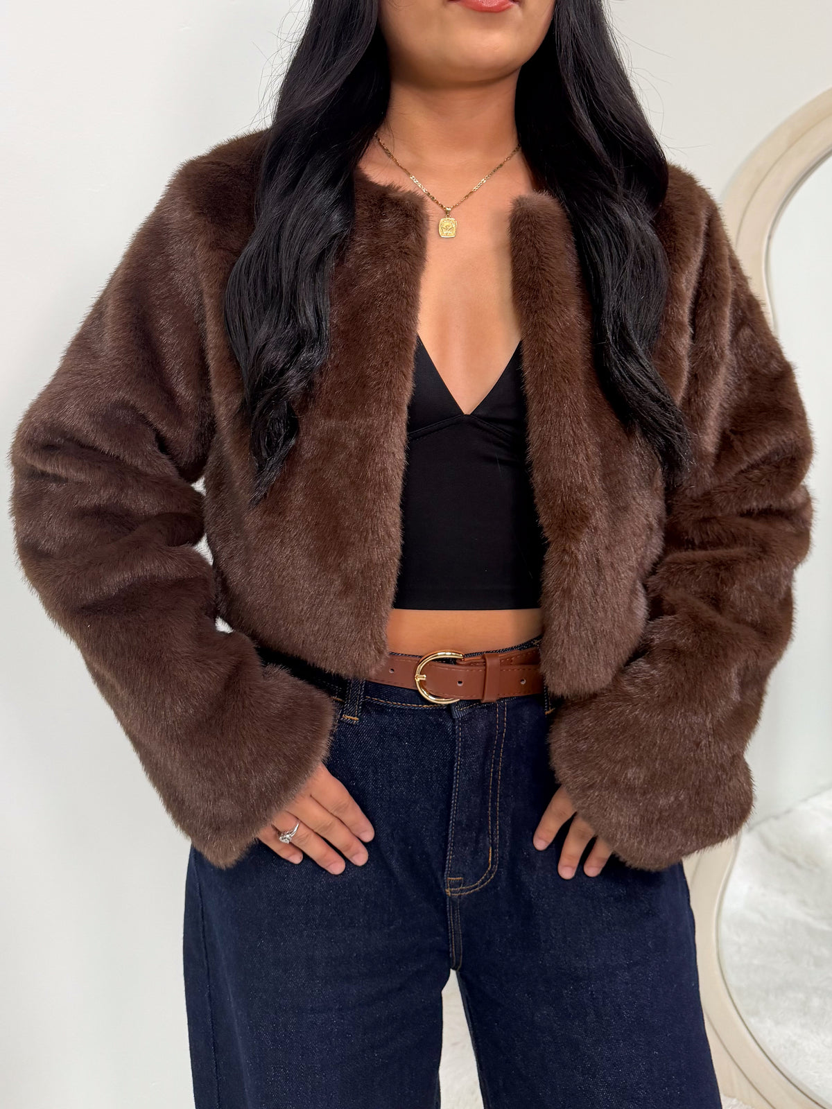 Katy Crop Jacket (Brown)