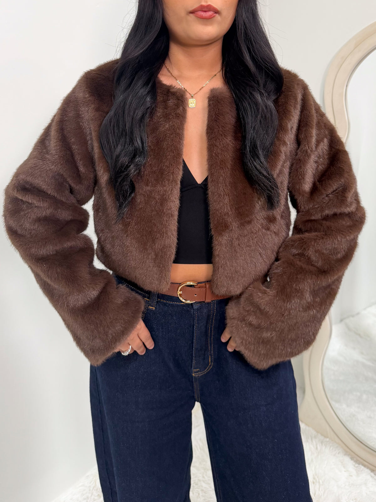 Katy Crop Jacket (Brown)
