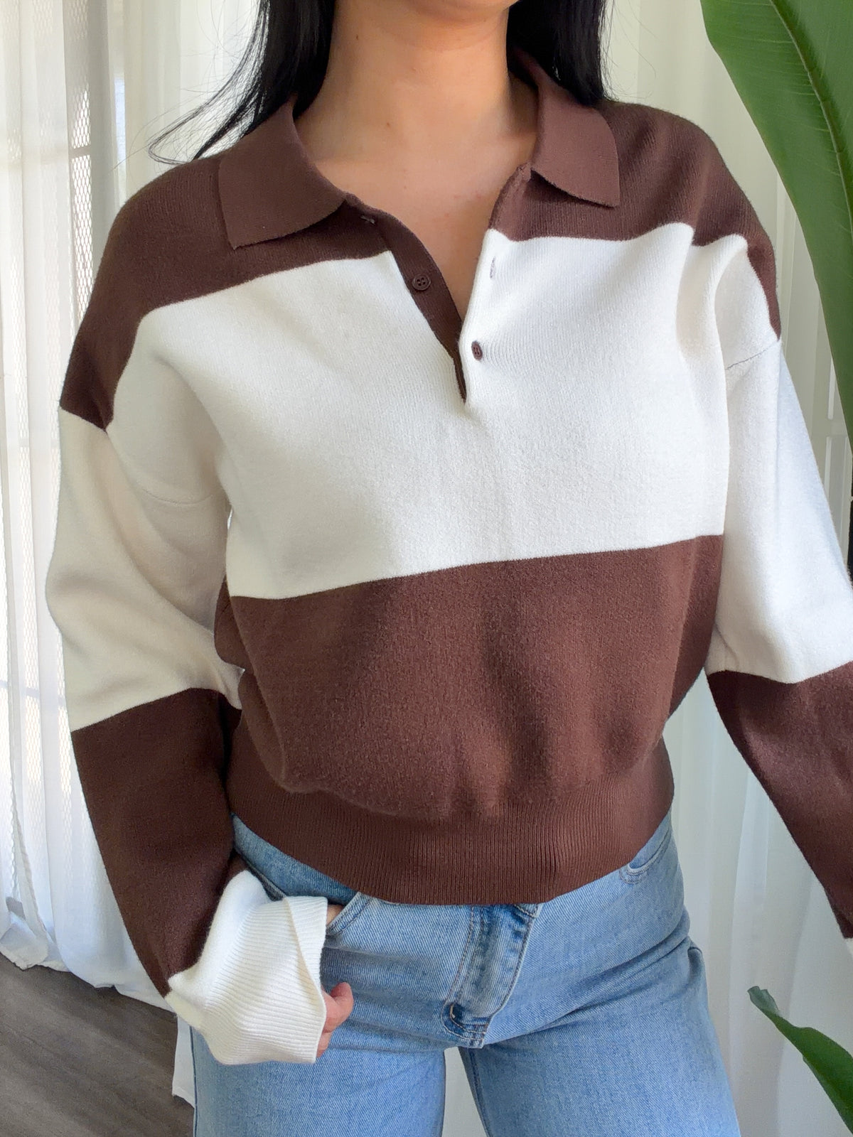 Monica Sweater Top (Brown)